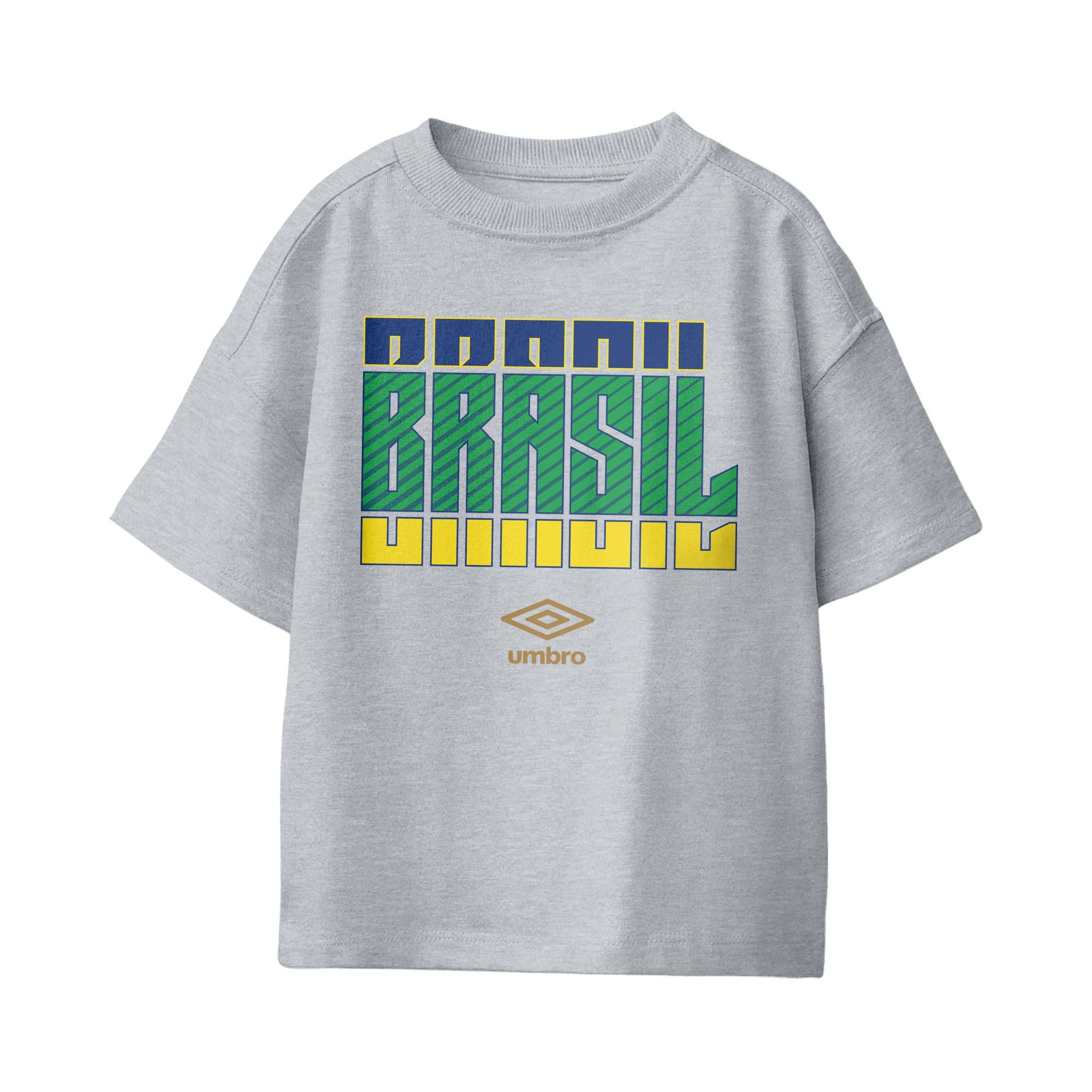 Umbro Kids Unisex Brazil Stacked Soccer T-Shirt Sport Grey