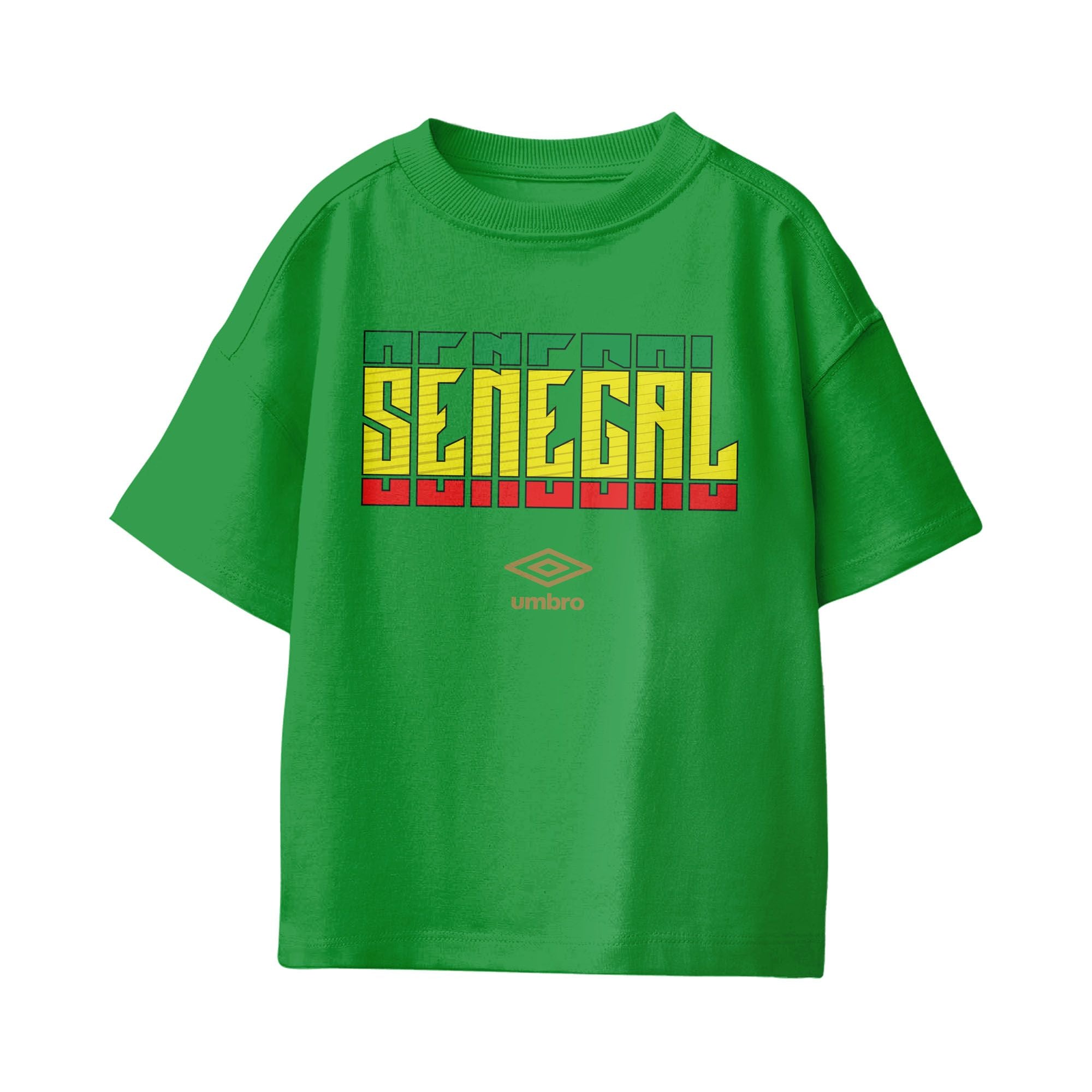 Umbro Kids Unisex Senegal Stacked Soccer T-Shirt Turf Green