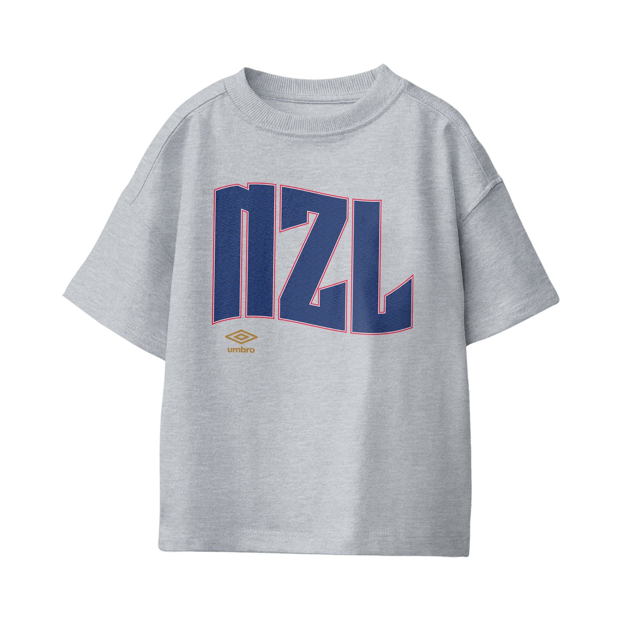 Umbro Kids Unisex New Zealand Wavy Logo T-Shirt Sport Grey
