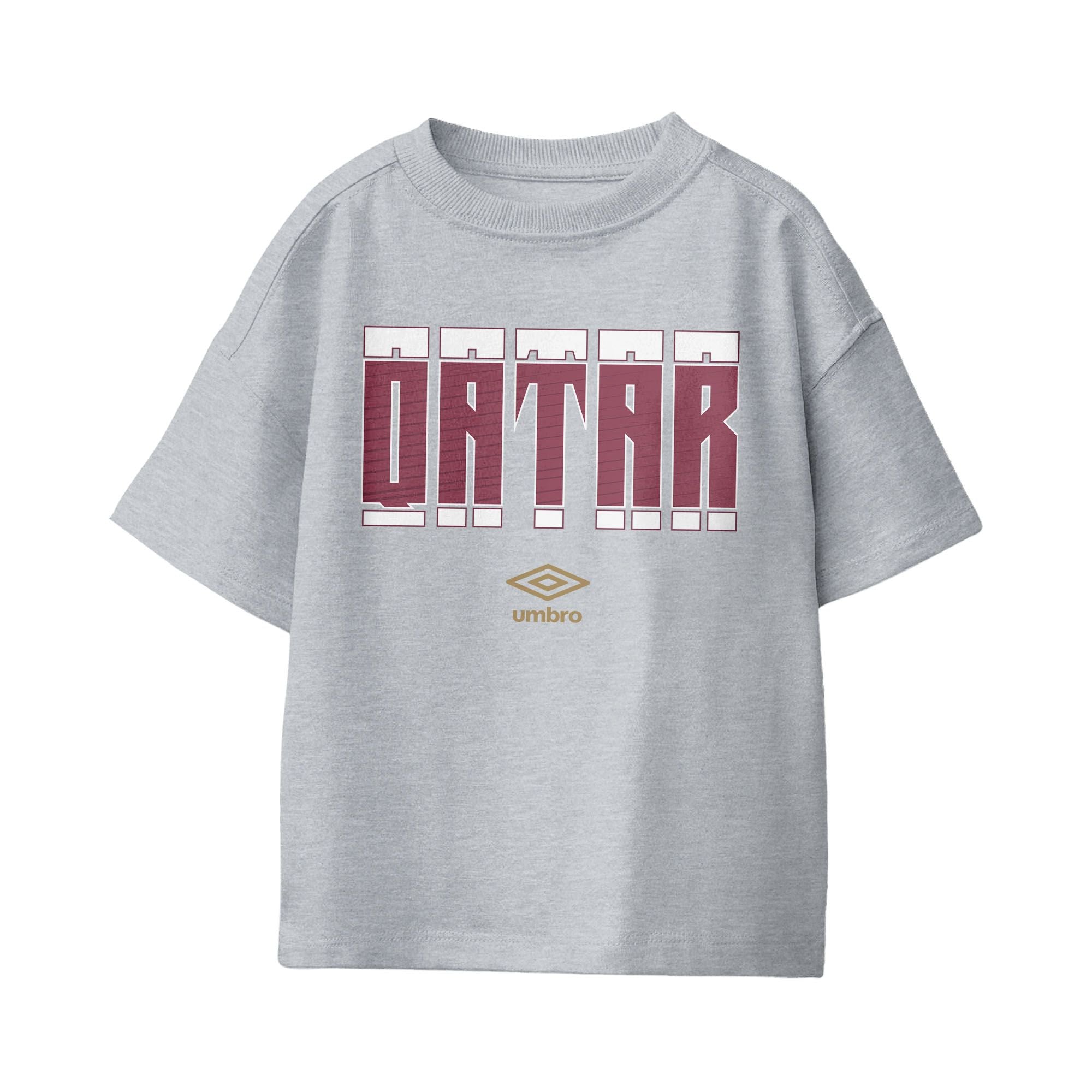 Umbro Kids Unisex Qatar Stacked Soccer T-Shirt Sport Grey