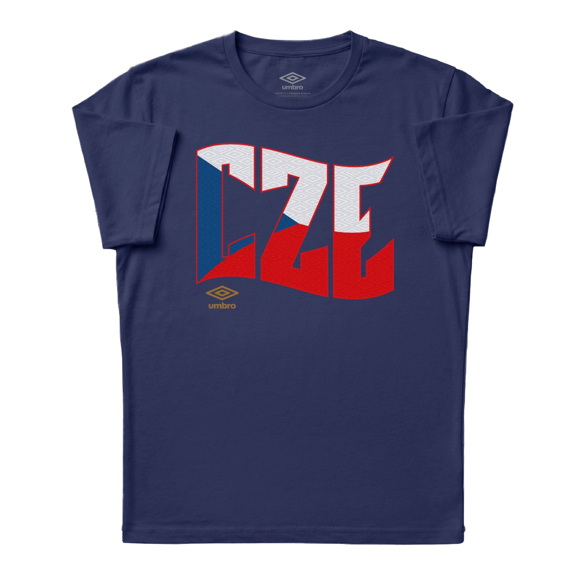Umbro Adult Unisex Czech Republic Wavy Logo T-Shirt Navy