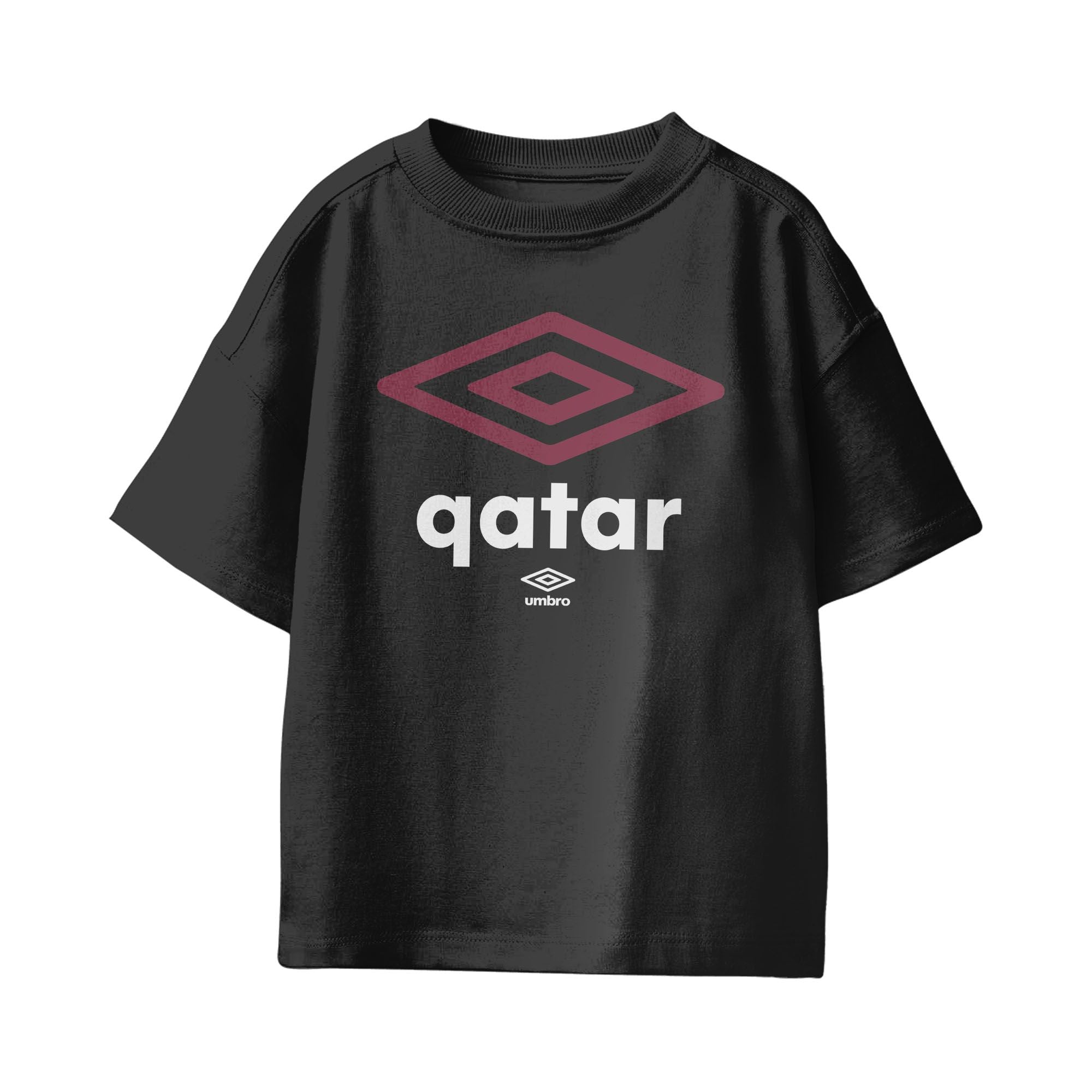 Umbro Kids Unisex Qatar Diamond Logo T-Shirt Black