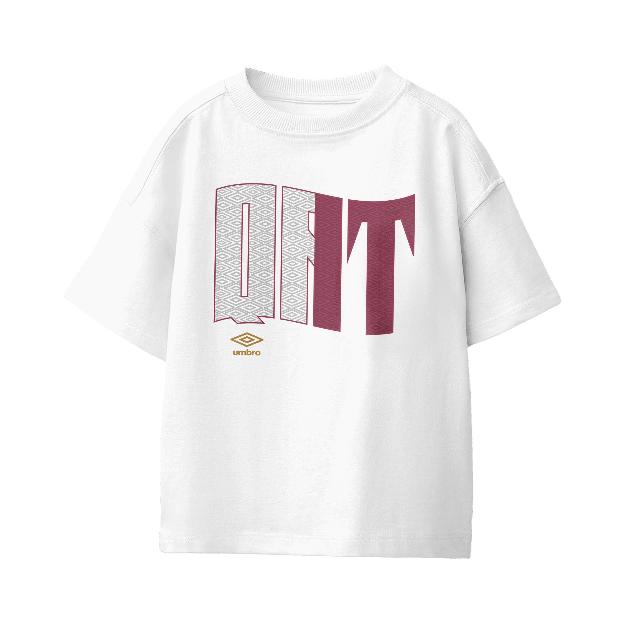 Umbro Kids Unisex Qatar Wavy Logo T-Shirt White