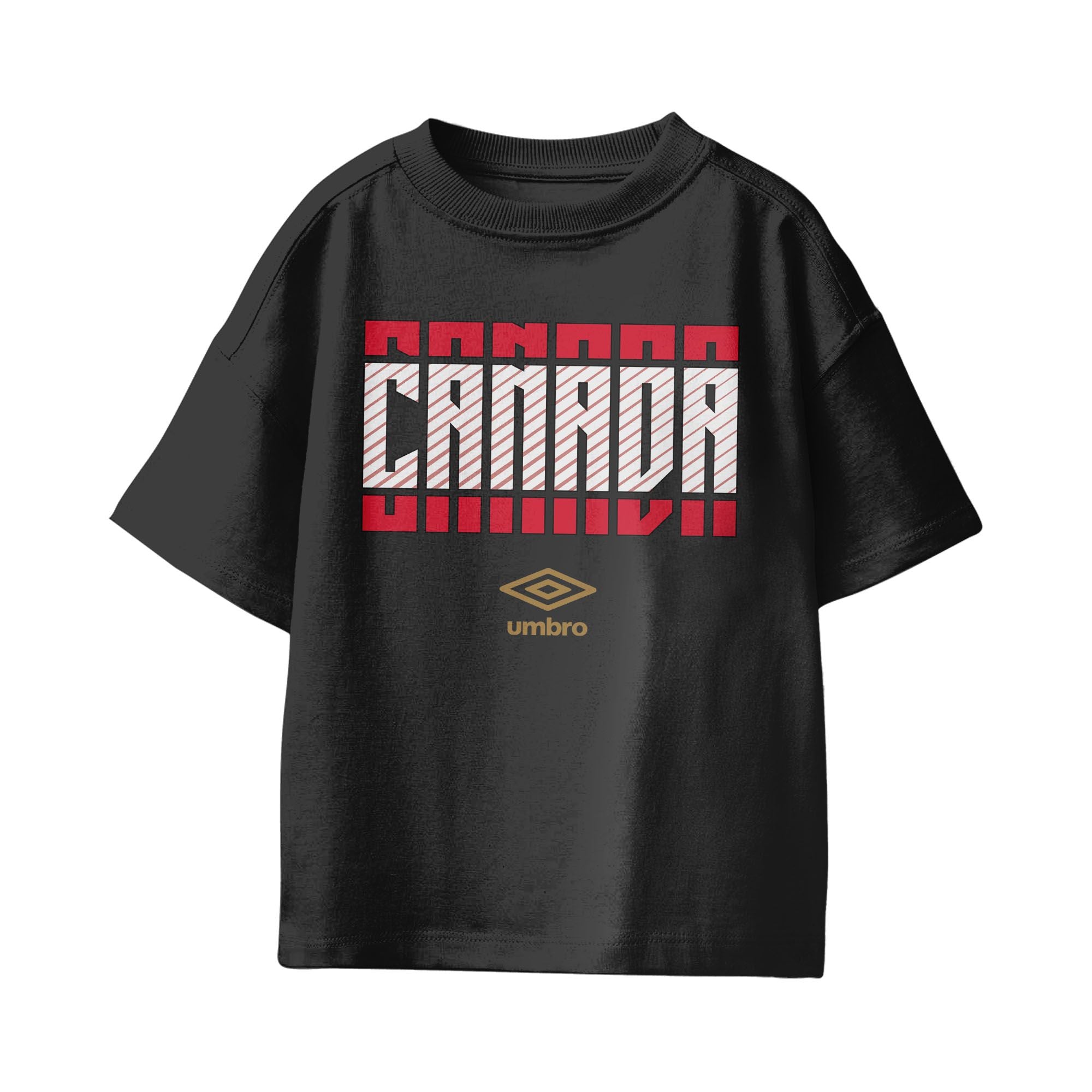 Umbro Kids Unisex Canada Stacked Soccer T-Shirt Black