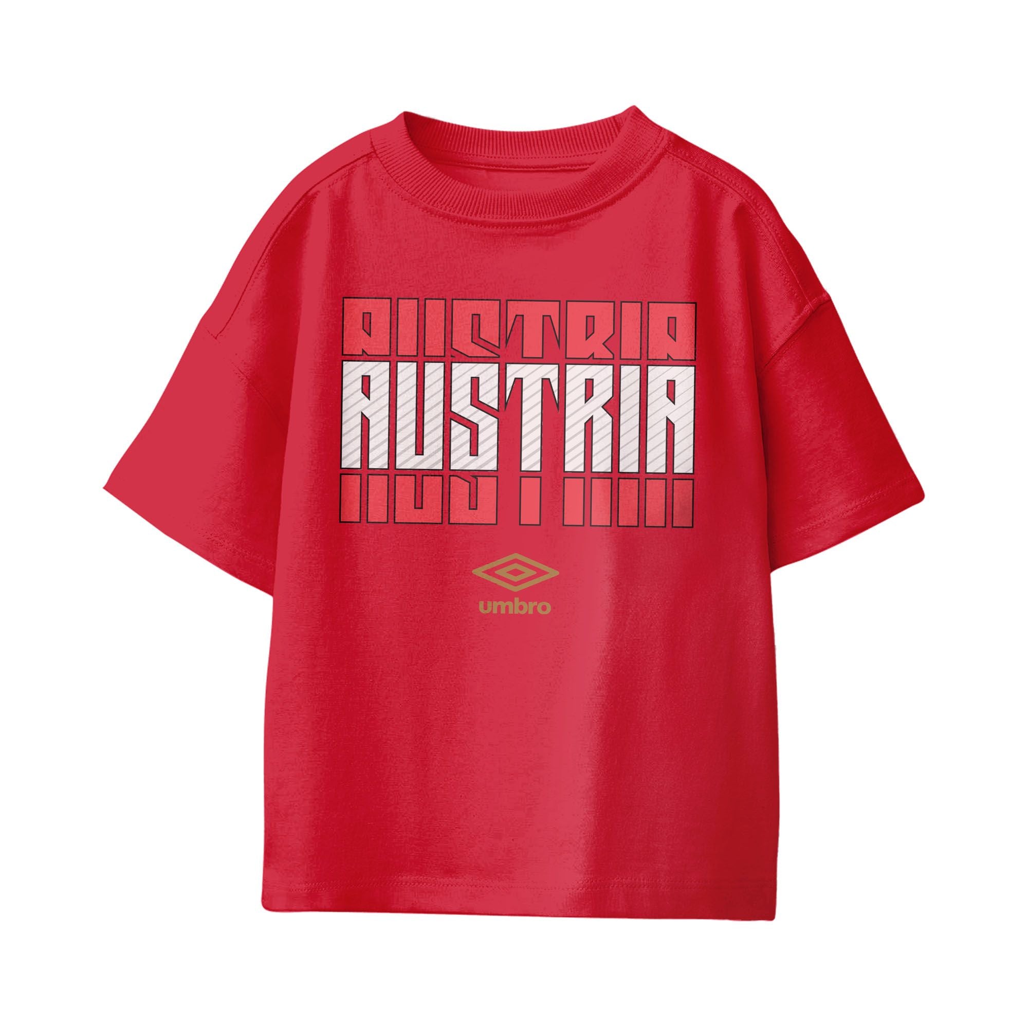 Umbro Kids Unisex Austria Stacked Soccer T-Shirt Red