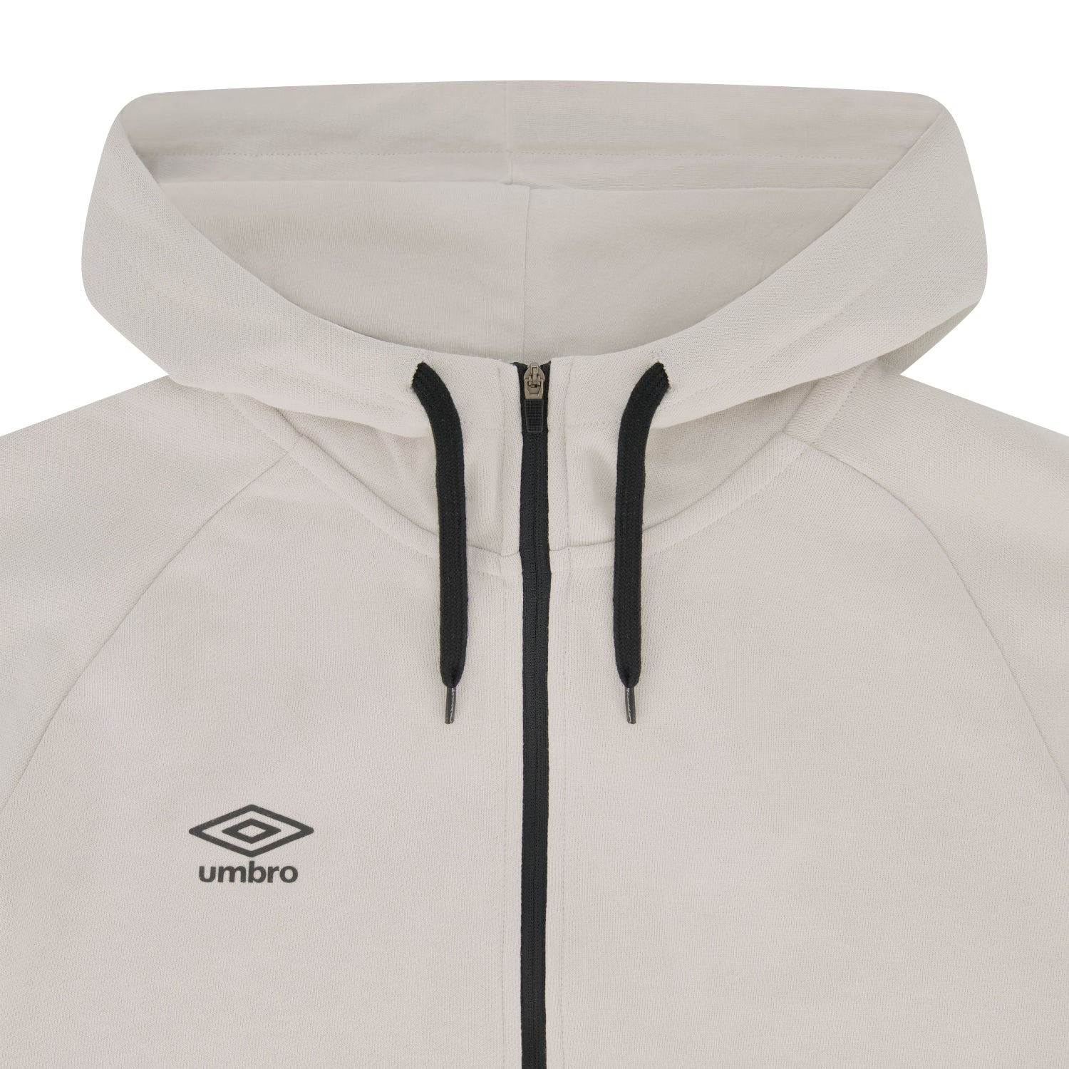 Terrace Full-Zip Hoodie in light grey with black accents in a slim fit, a drawcord hood by Umbro