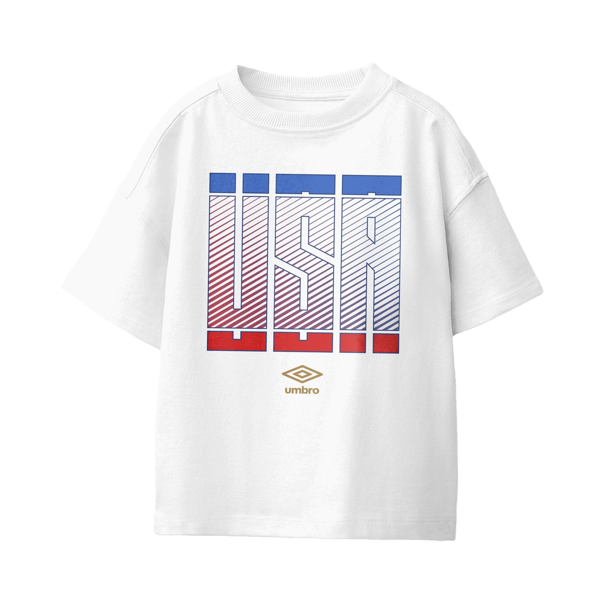 Umbro Kids Unisex USA Stacked Soccer T-Shirt White