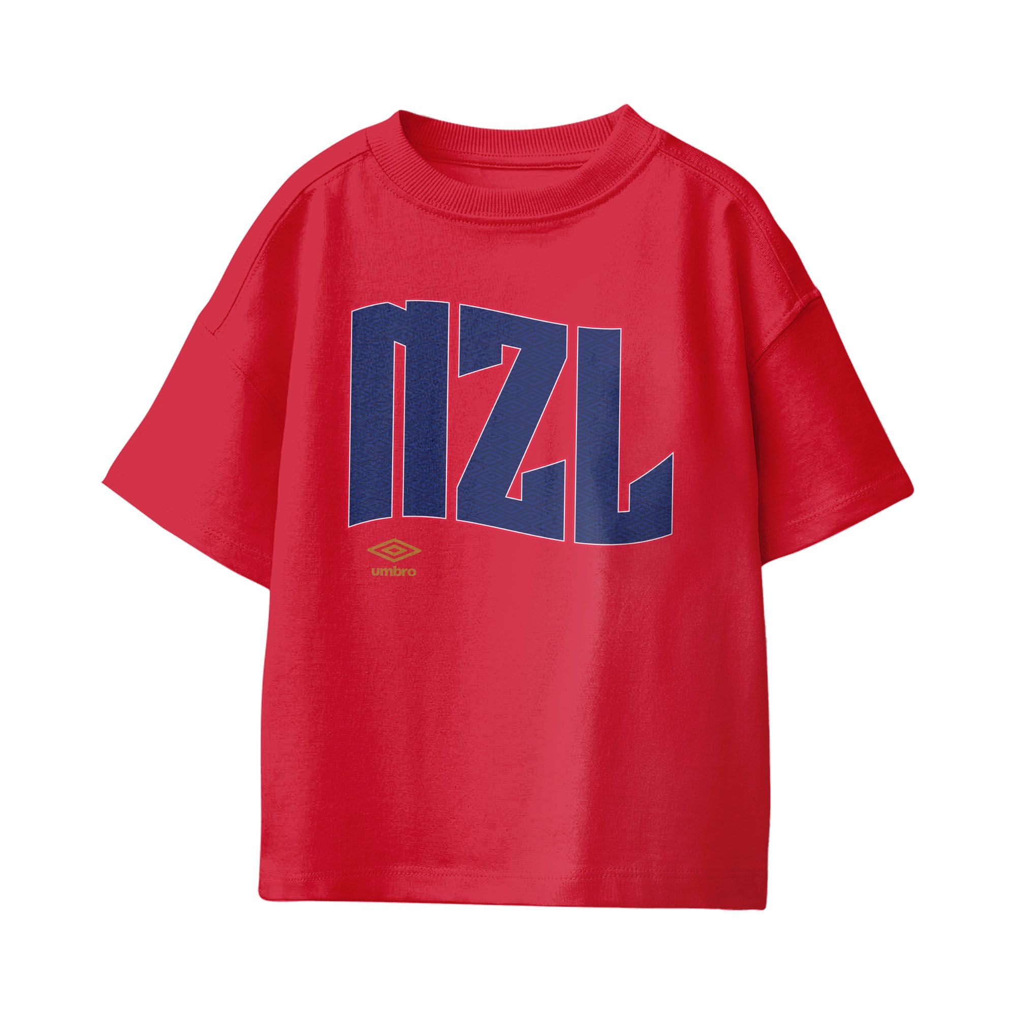 Umbro Kids Unisex New Zealand Wavy Logo T-Shirt Red