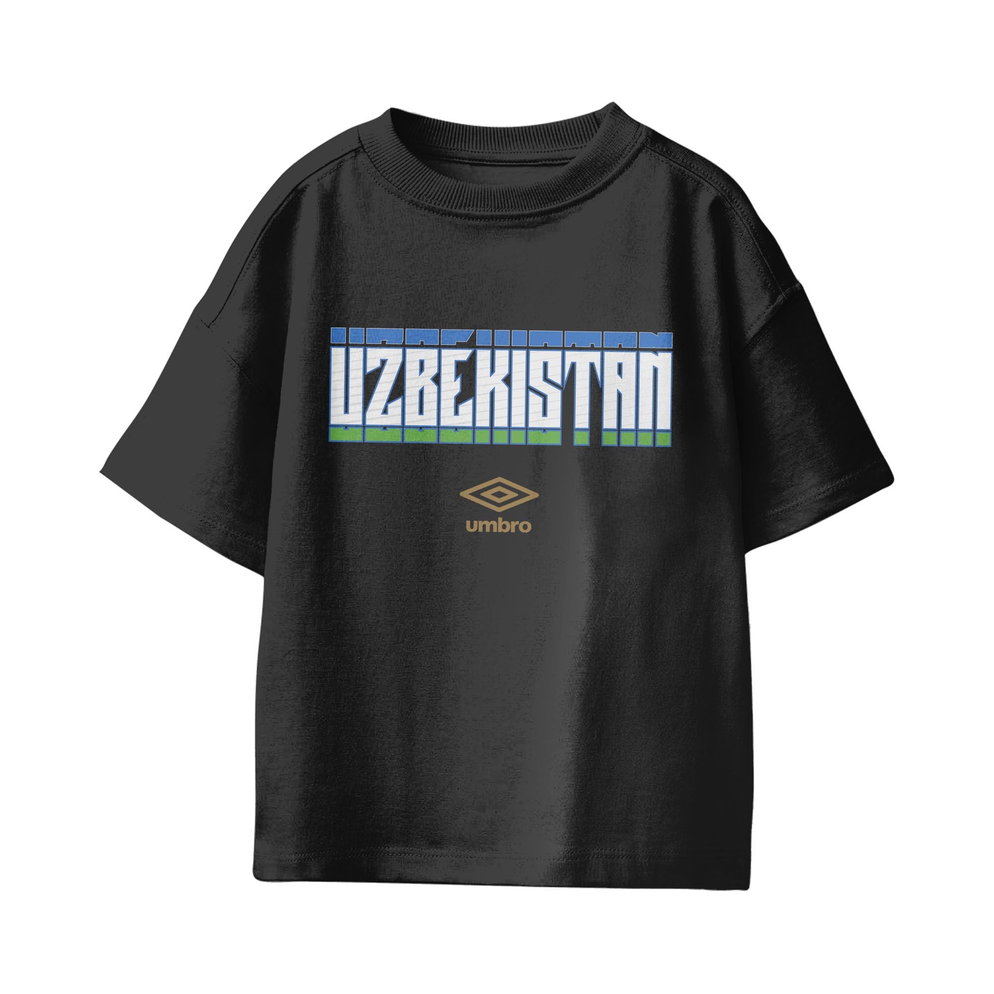 Umbro Kids Unisex Uzbekistan Stacked Soccer T-Shirt Black