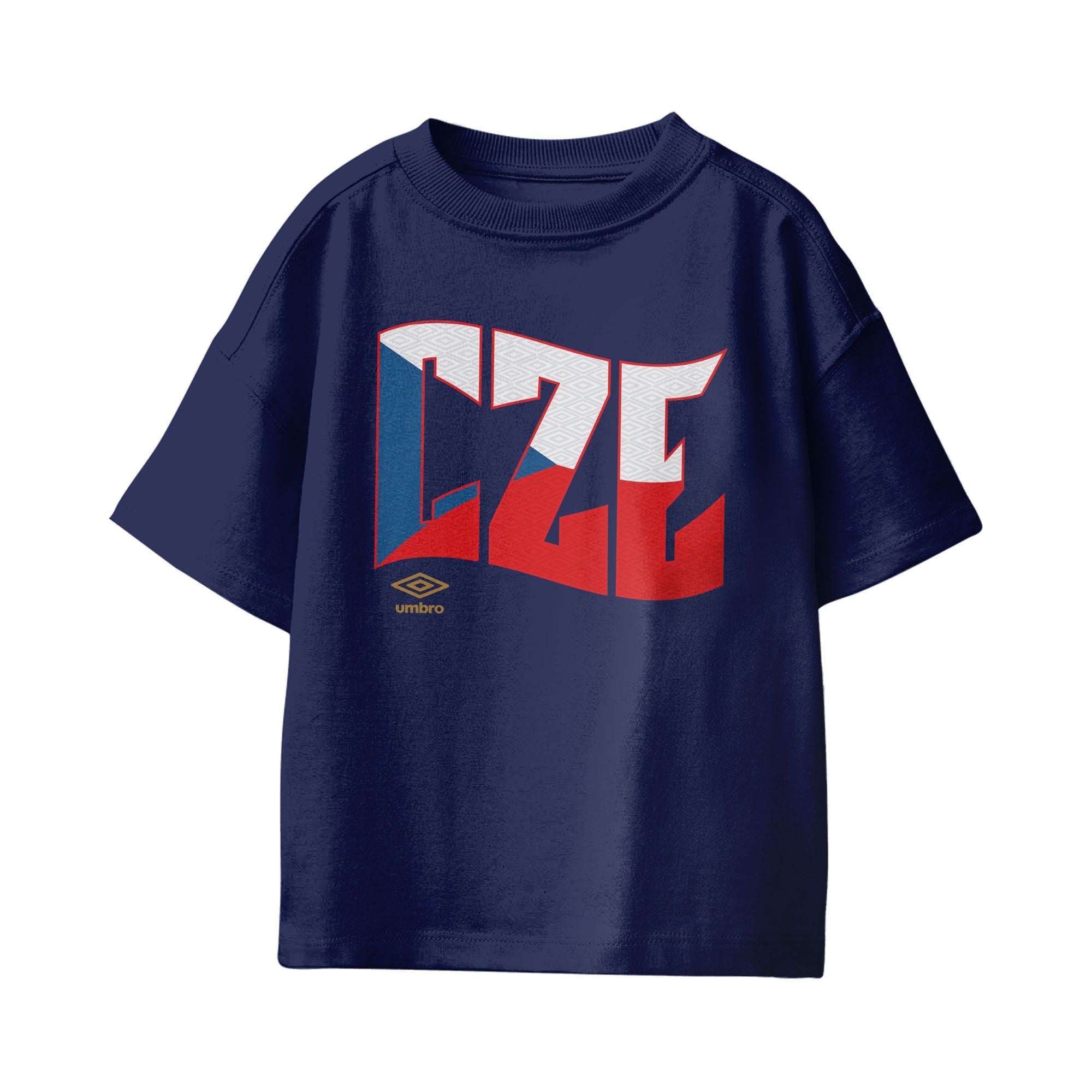 Umbro Kids Unisex Czech Republic Wavy Logo T-Shirt Navy