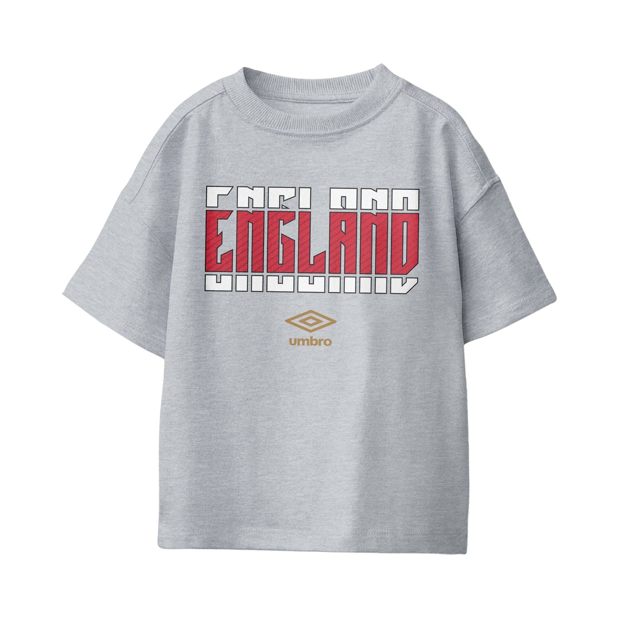 Umbro Kids Unisex England Stacked Soccer T-Shirt Sport Grey
