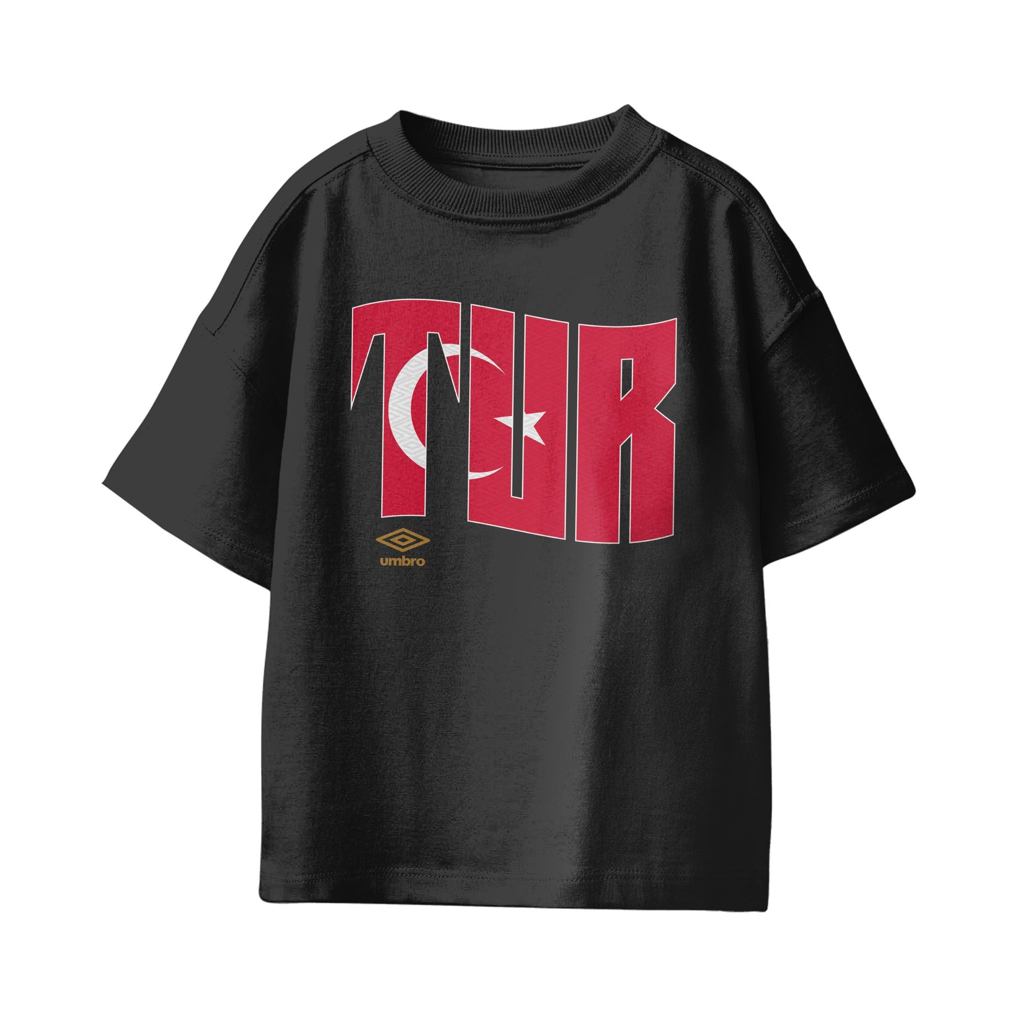 Umbro Kids Unisex Turkey Wavy Logo T-Shirt Black