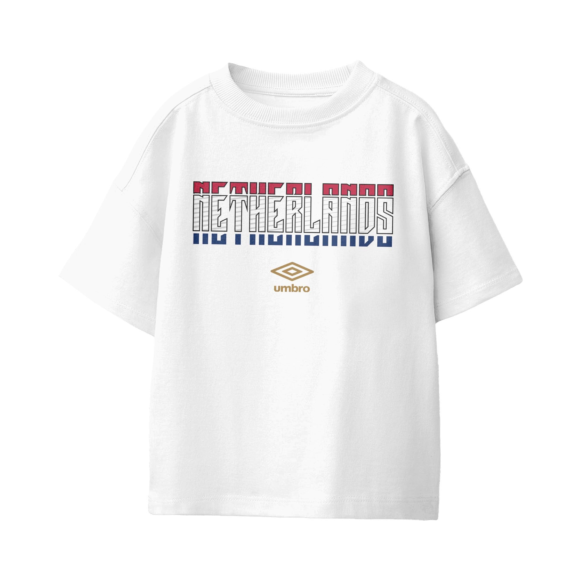 Umbro Kids Unisex Netherlands Stacked Soccer T-Shirt White