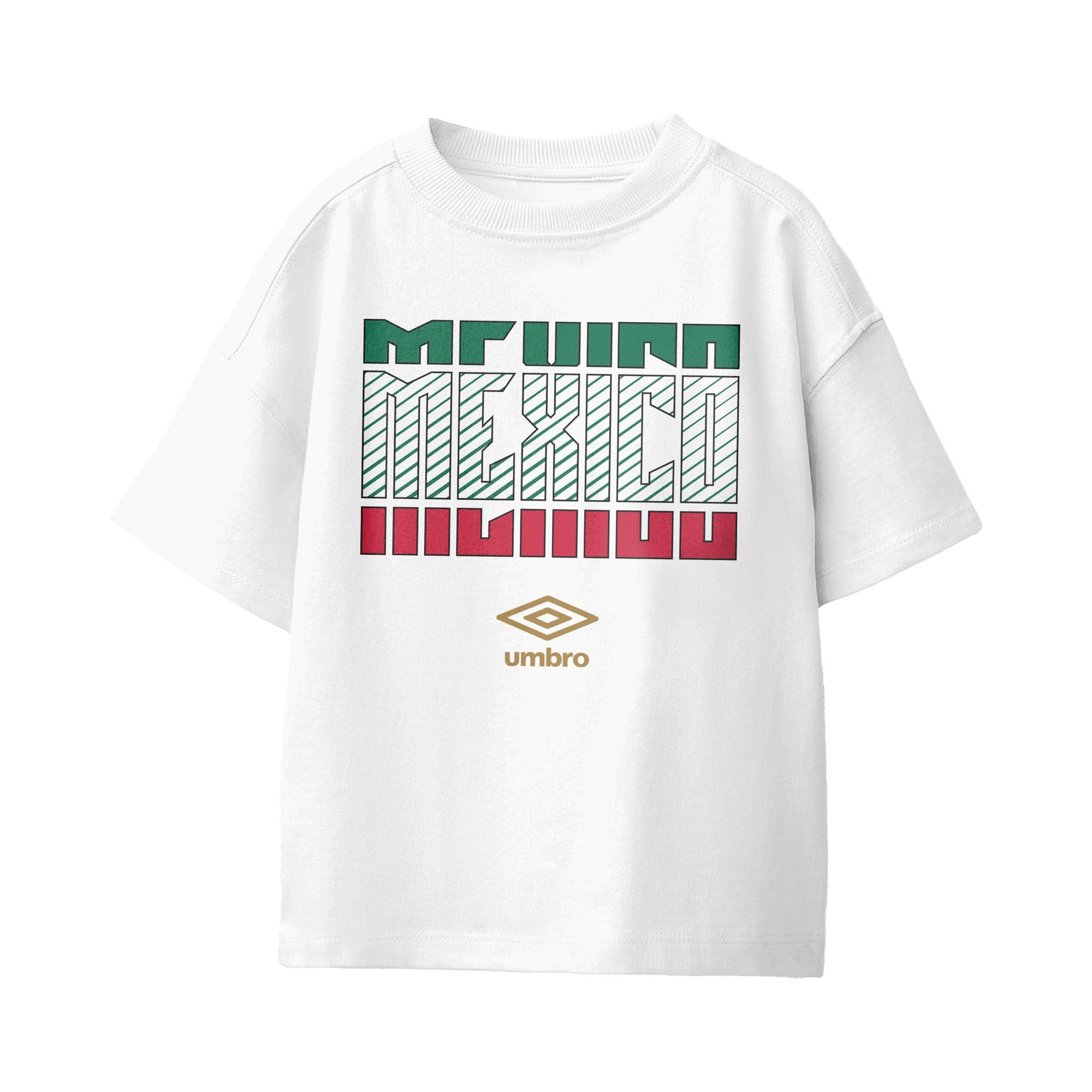 Umbro Kids Unisex Mexico Stacked Soccer T-Shirt White