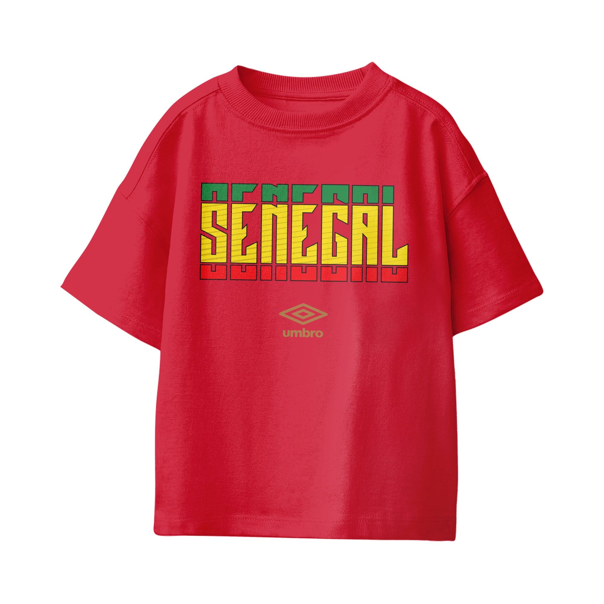 Umbro Kids Unisex Senegal Stacked Soccer T-Shirt Red