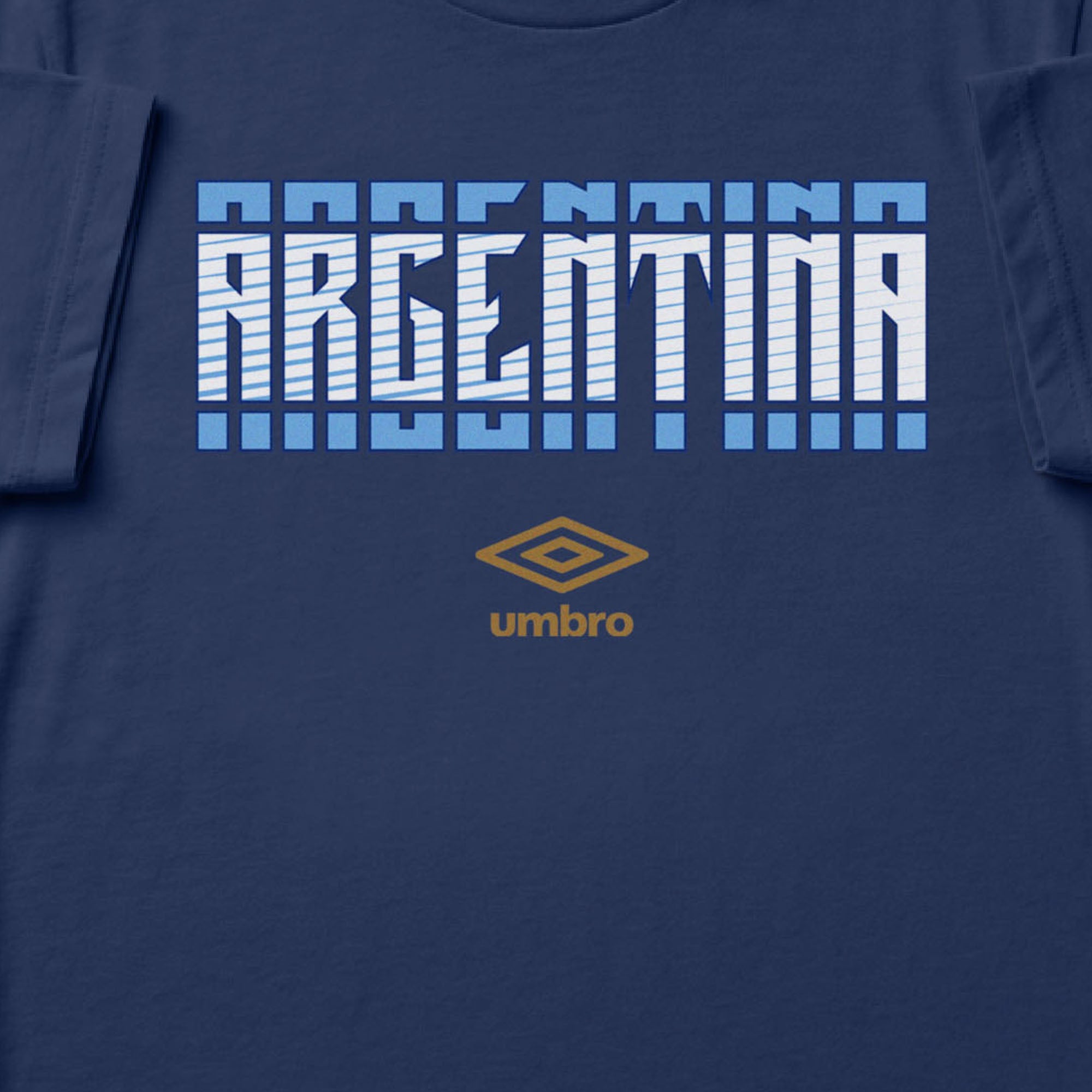Argentina Stacked navy blue soccer tee in 100% cotton - Shop men's workout tee shirts by Umbro.