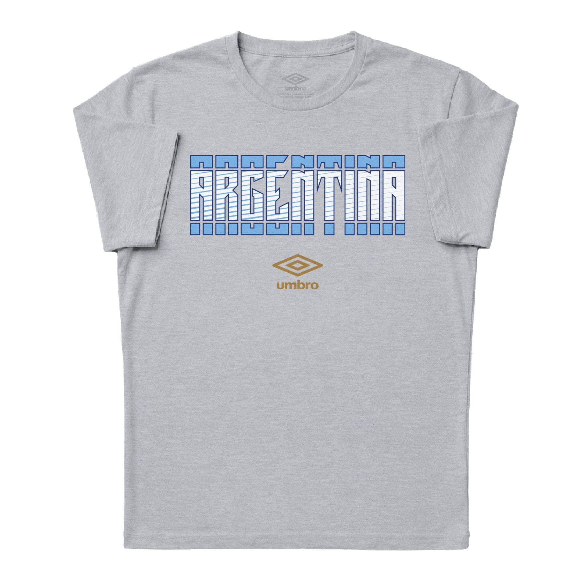 Umbro Argentina Stacked grey soccer tee in cotton with short sleeves - Shop men's workout tee shirts by Umbro.