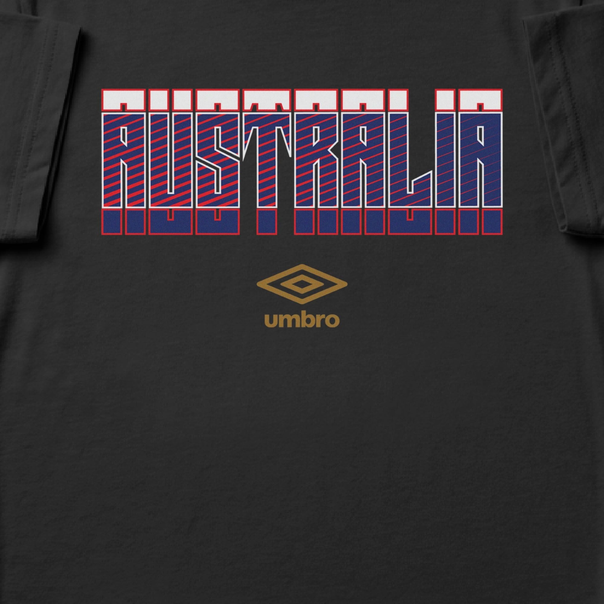 Australia Stacked black soccer t shirt in cotton with short sleeves - Shop men's graphic tees by Umbro.