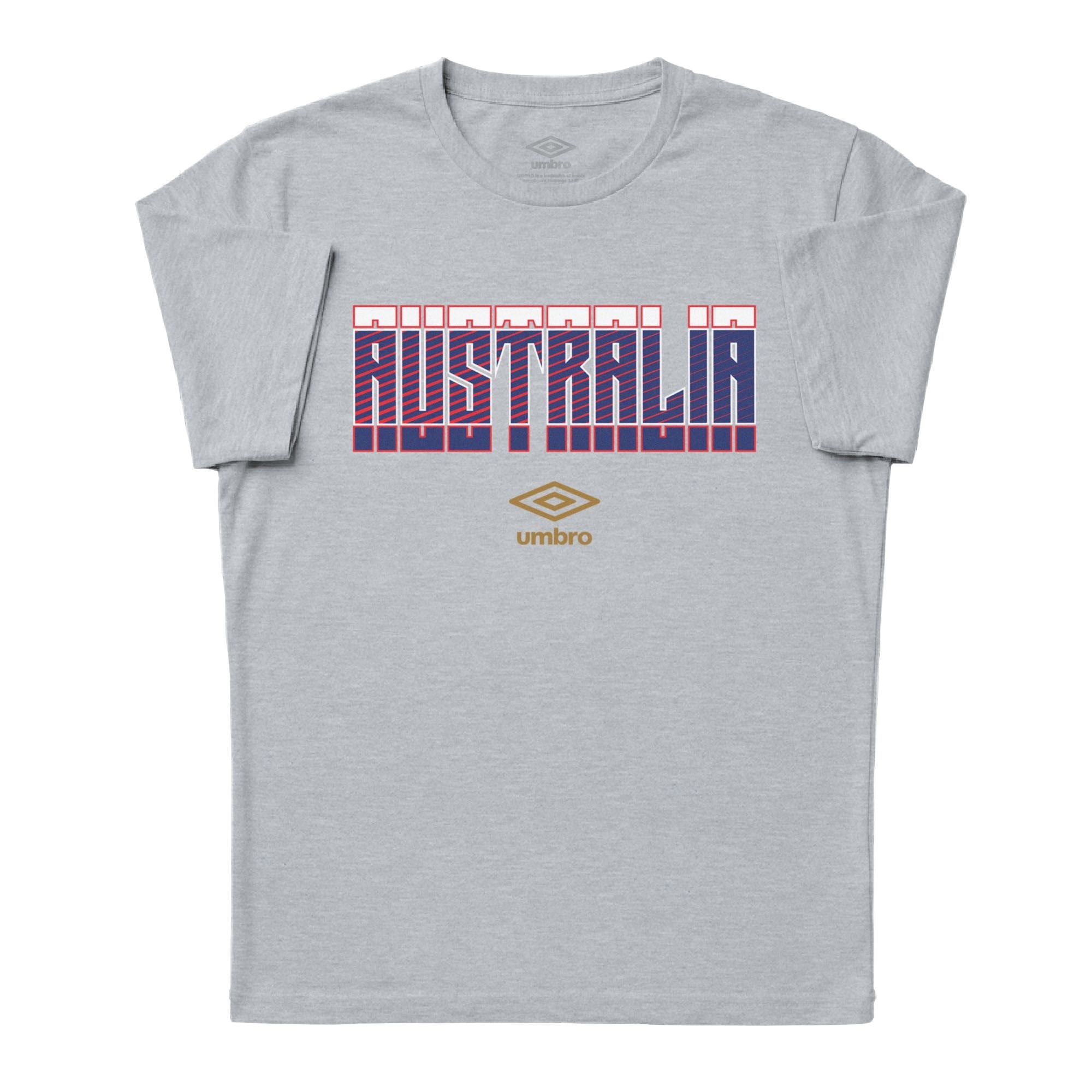 Australia Stacked grey soccer tee in 100% cotton with short sleeves and round neck - Shop men's graphic tees by Umbro.