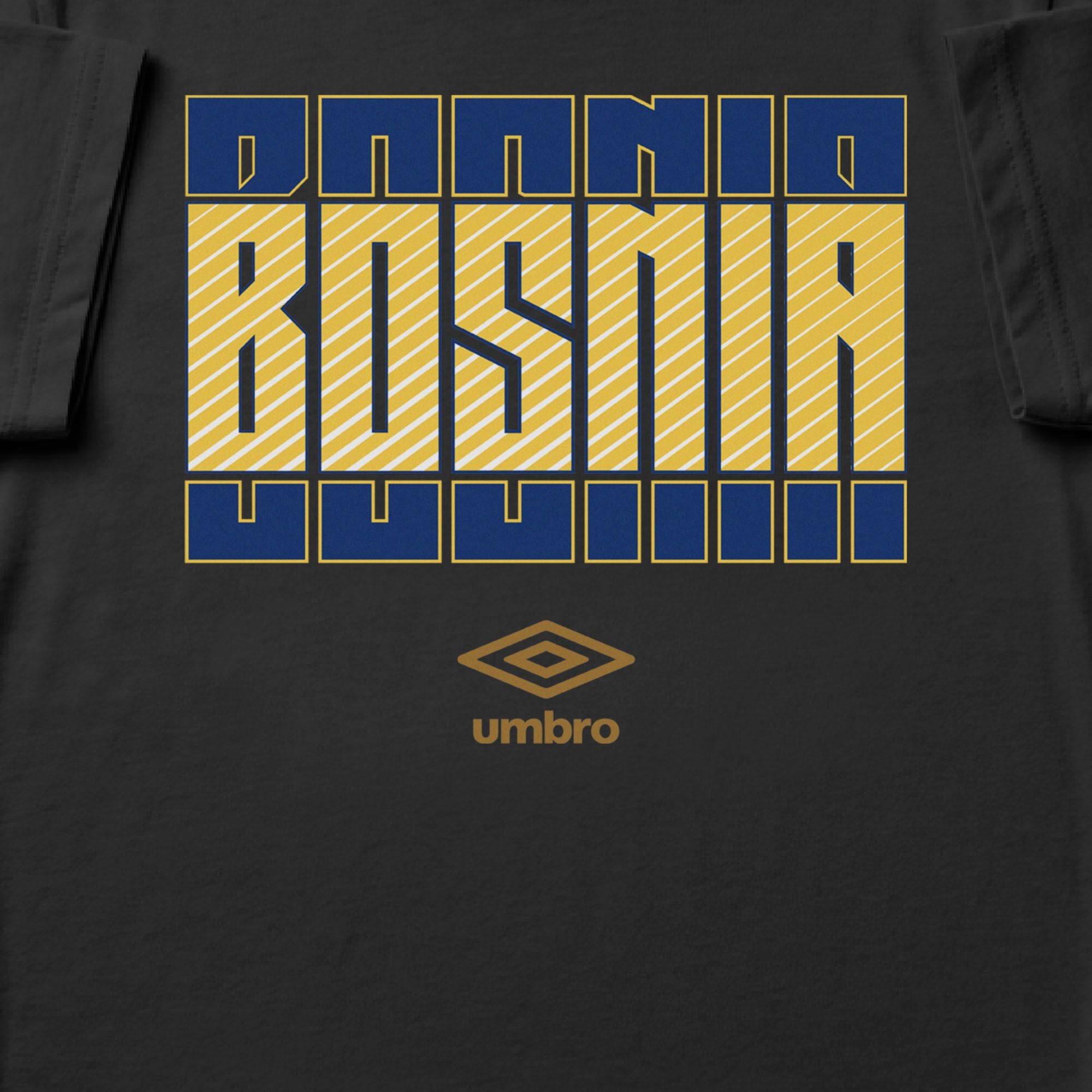 Bosnia Stacked black soccer t shirt in 100% cotton with short sleeves - Shop men's workout tees by Umbro.