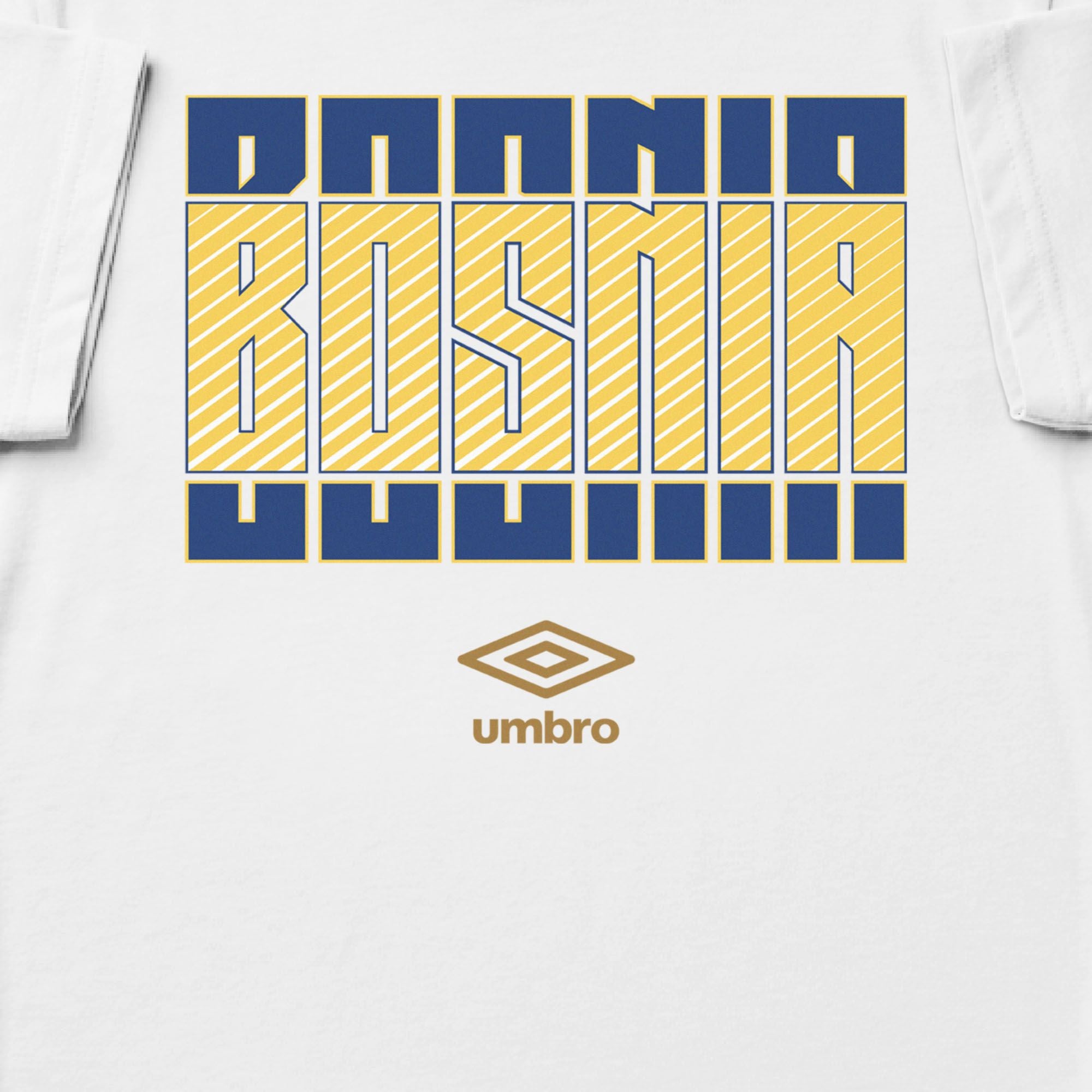 Bosnia Stacked white soccer t shirt in 100% cotton with short sleeves - Shop men's workout tees by Umbro.