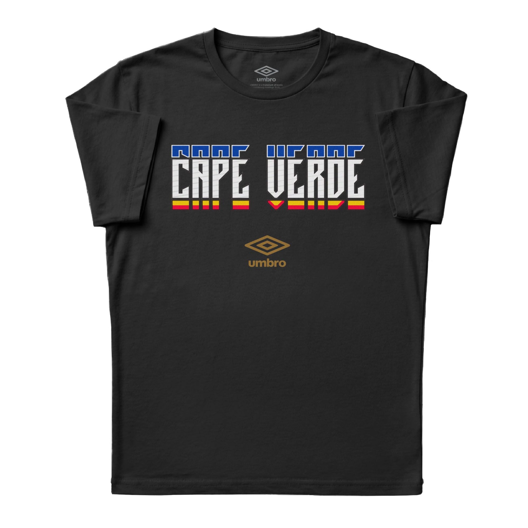 Cabo Verde Stacked black soccer t shirt in cotton with short sleeves - Shop men's workout tee shirts by Umbro.