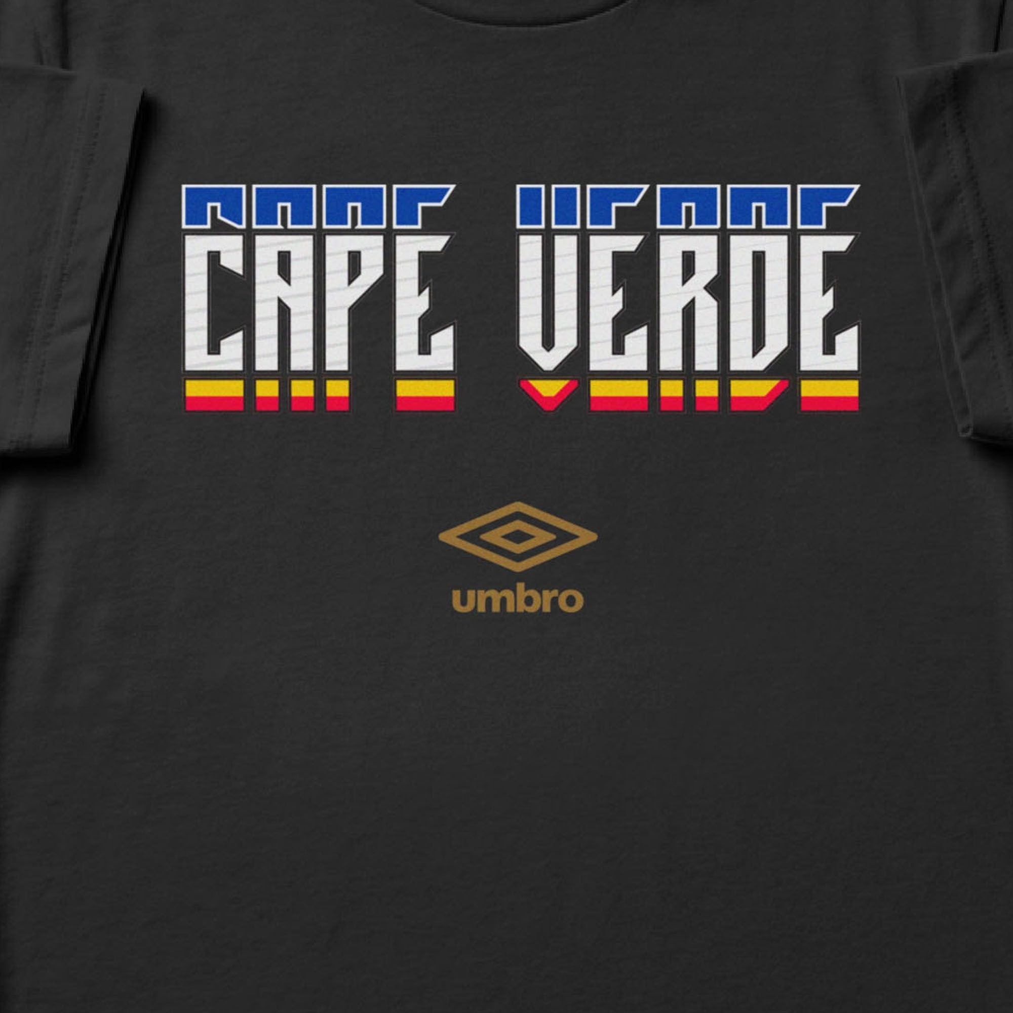Cabo Verde Stacked black soccer tee in 100% cotton - Shop men's workout tee shirts by Umbro.