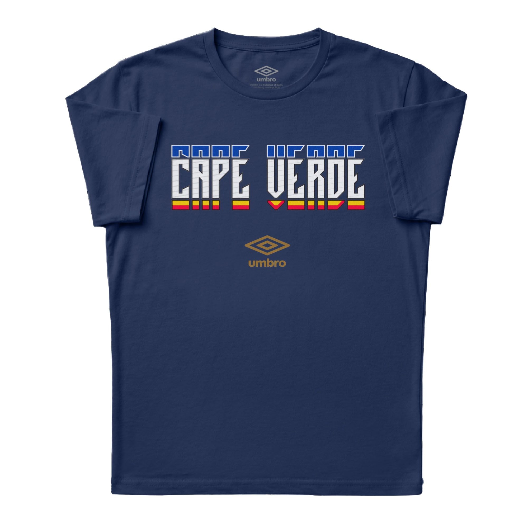 Cabo Verde Stacked navy blue soccer tee in cotton with short sleeves - Shop men's workout tee shirts by Umbro.