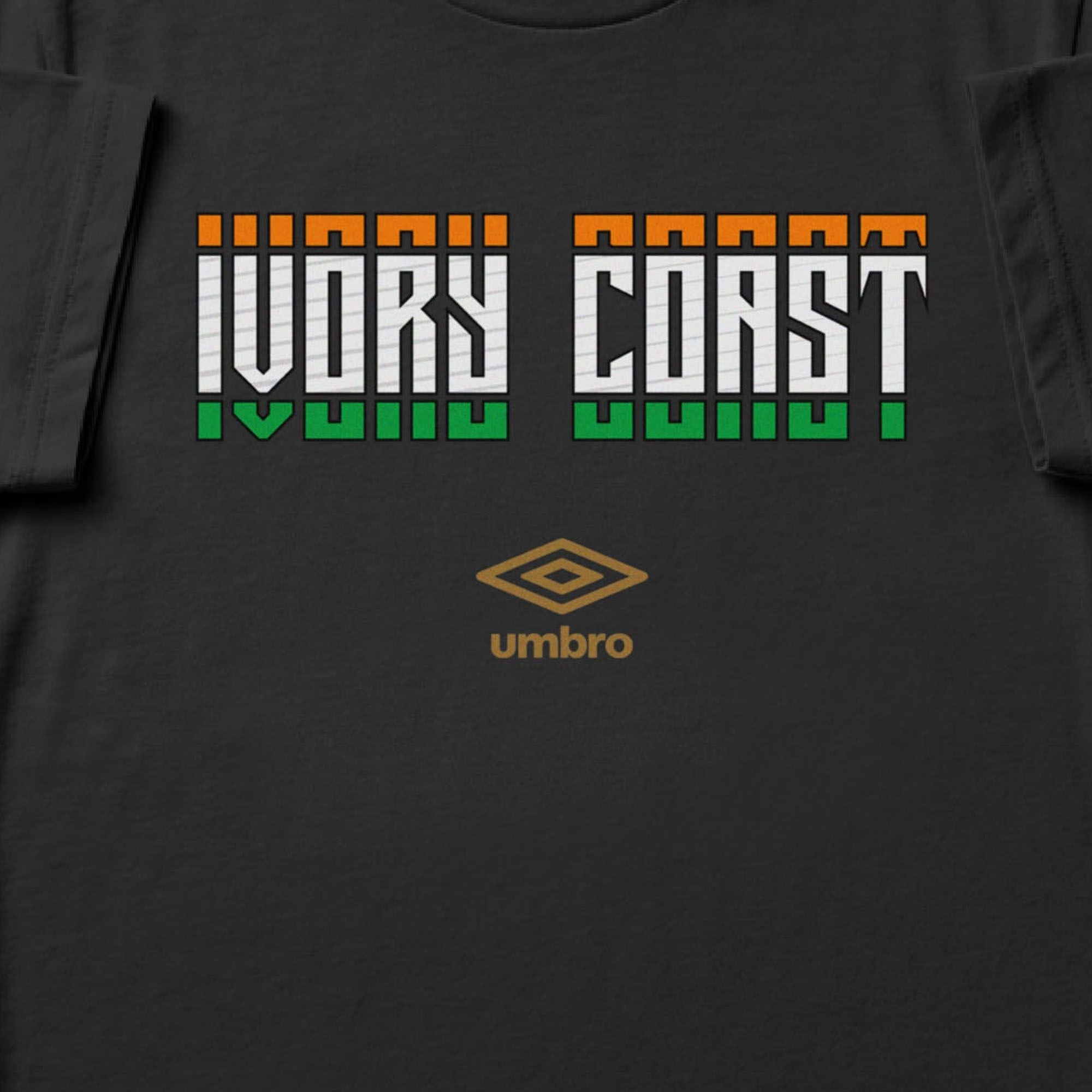 Côte d'Ivoire Stacked black soccer tee in cotton - Shop men's workout tee shirts by Umbro.