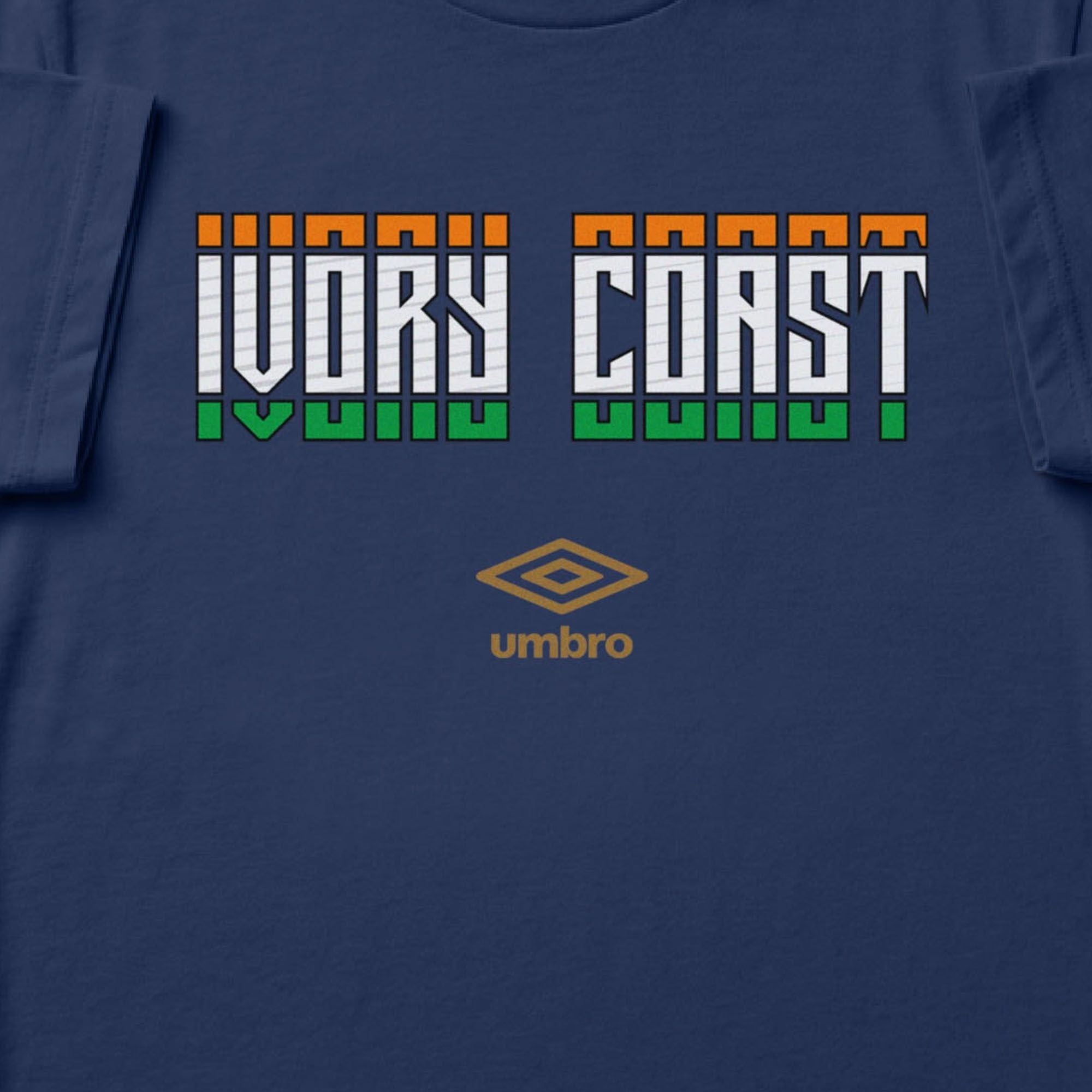 Côte d'Ivoire Stacked navy blue soccer t shirt in cotton - Shop men's workout tee shirts by Umbro.