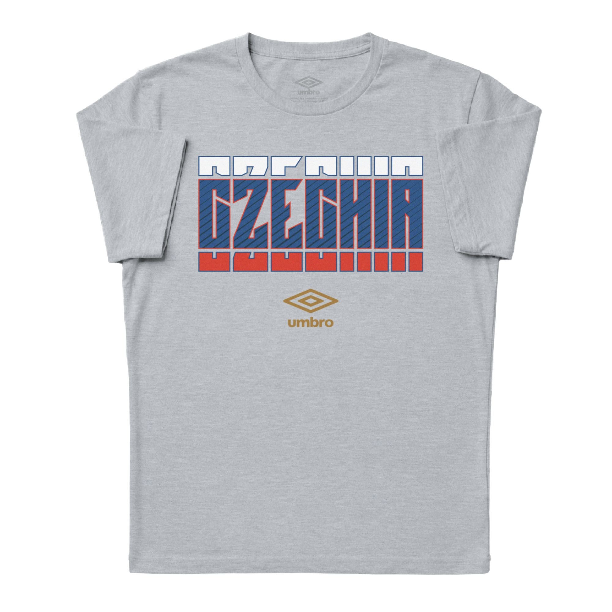 Czechia Stacked grey soccer tee in 100% cotton with short sleeves and round neck - Shop men's workout tees by Umbro.