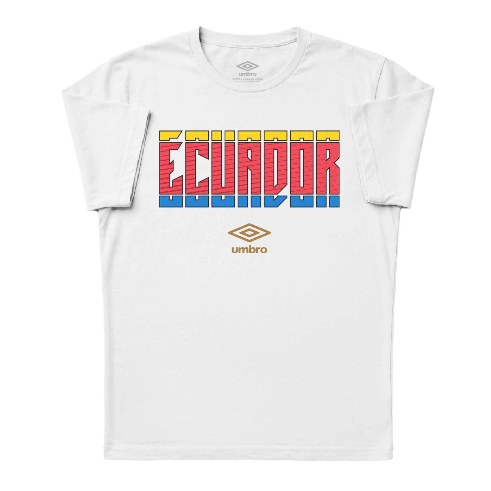 Ecuador Stacked white soccer tee in cotton with short sleeves and round neck - Shop men's graphic tee shirts by Umbro