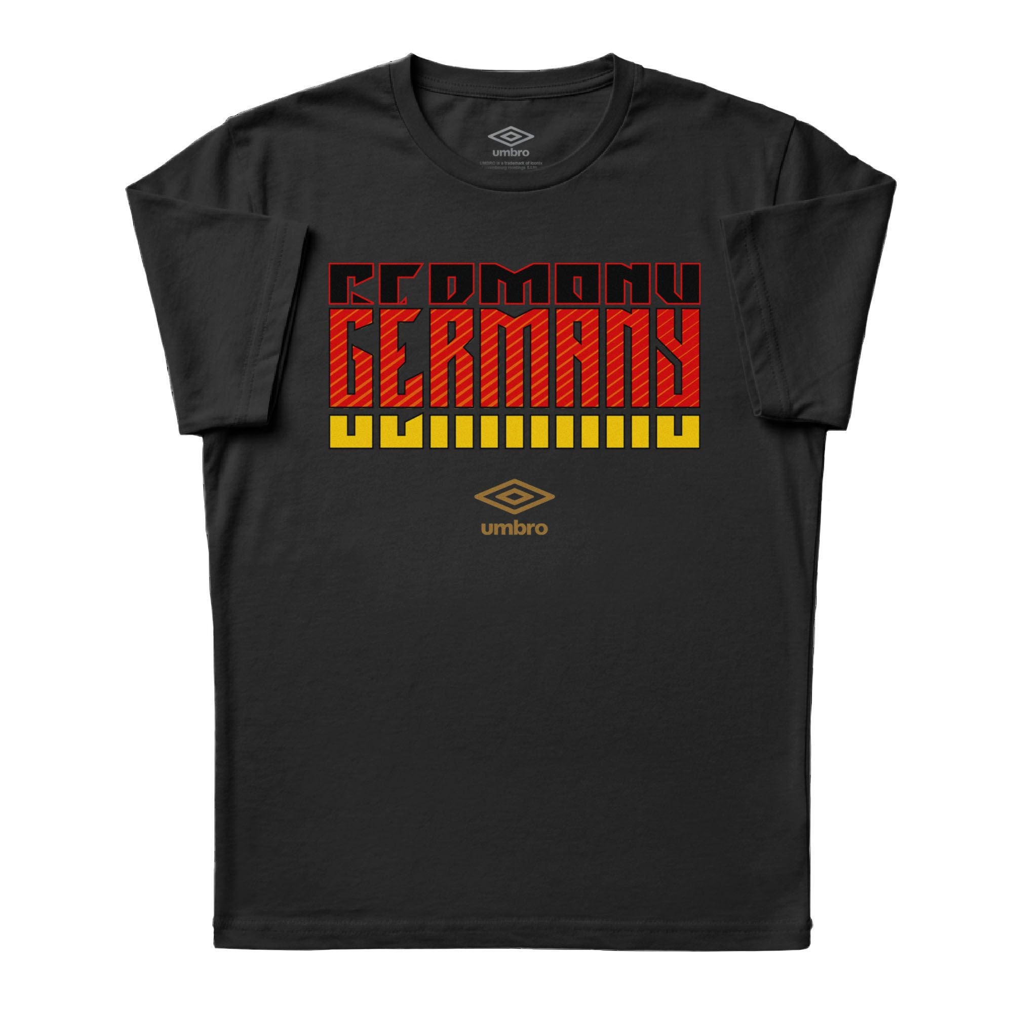 Germany Stacked black soccer tee in 100% cotton with short sleeves and round neck - Shop men's graphic tees by Umbro