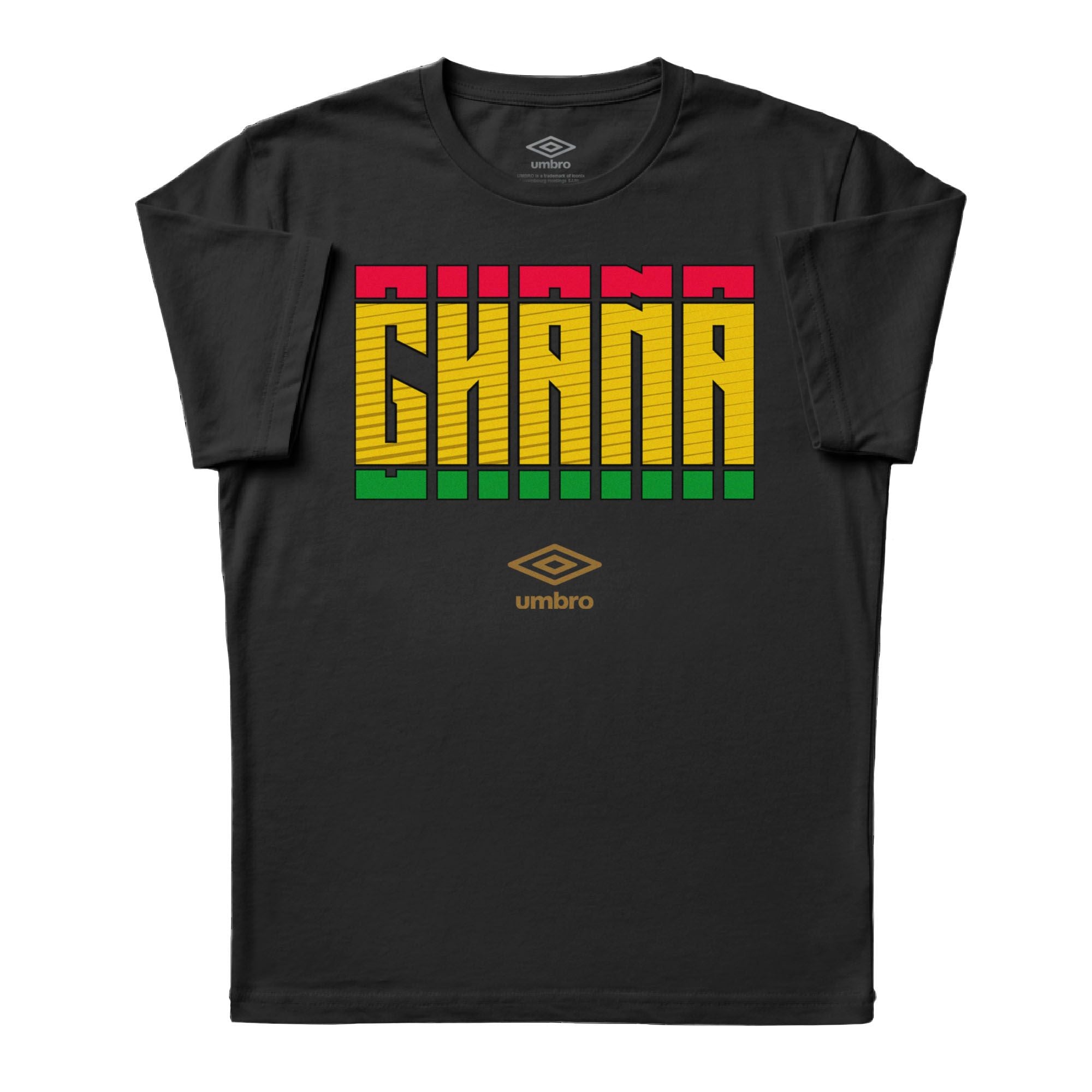 Ghana Stacked black soccer tee in cotton with short sleeves - Shop men's workout tee shirts by Umbro.