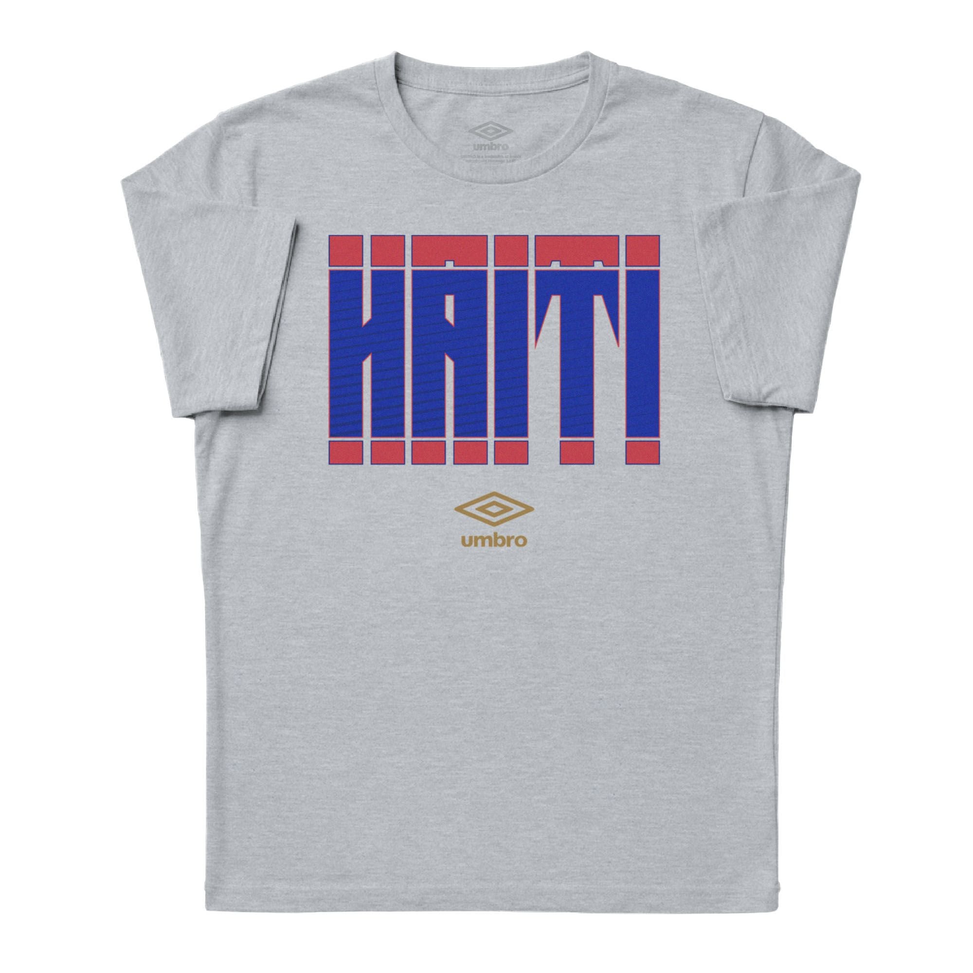 Haiti Stacked grey soccer tee in 100% cotton with short sleeves and round neck - Shop men's workout tees by Umbro