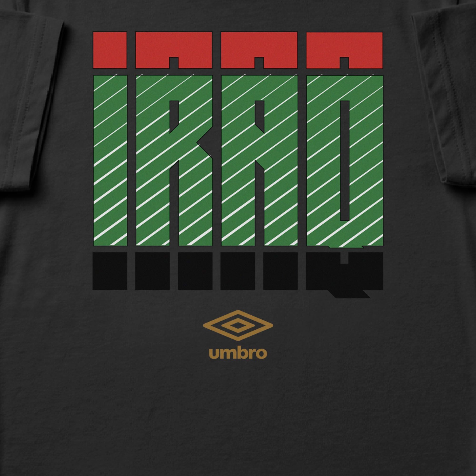 Iraq Stacked black soccer t shirt in 100% cotton with short sleeves - Shop men's workout tees by Umbro