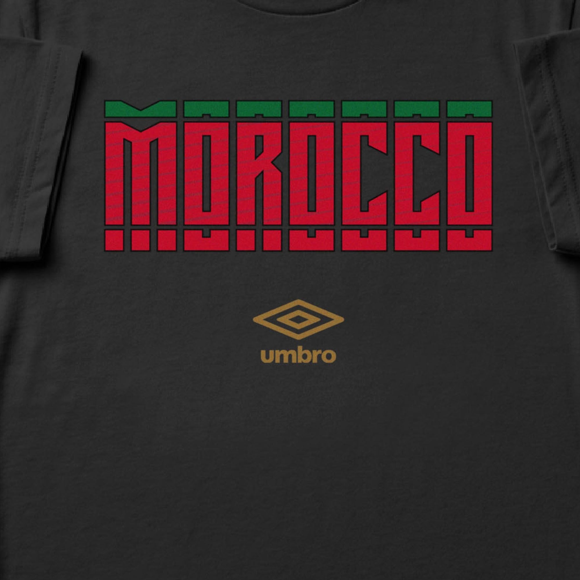 Morocco Stacked black soccer t shirt in 100% cotton - Shop men's workout tee shirts by Umbro.