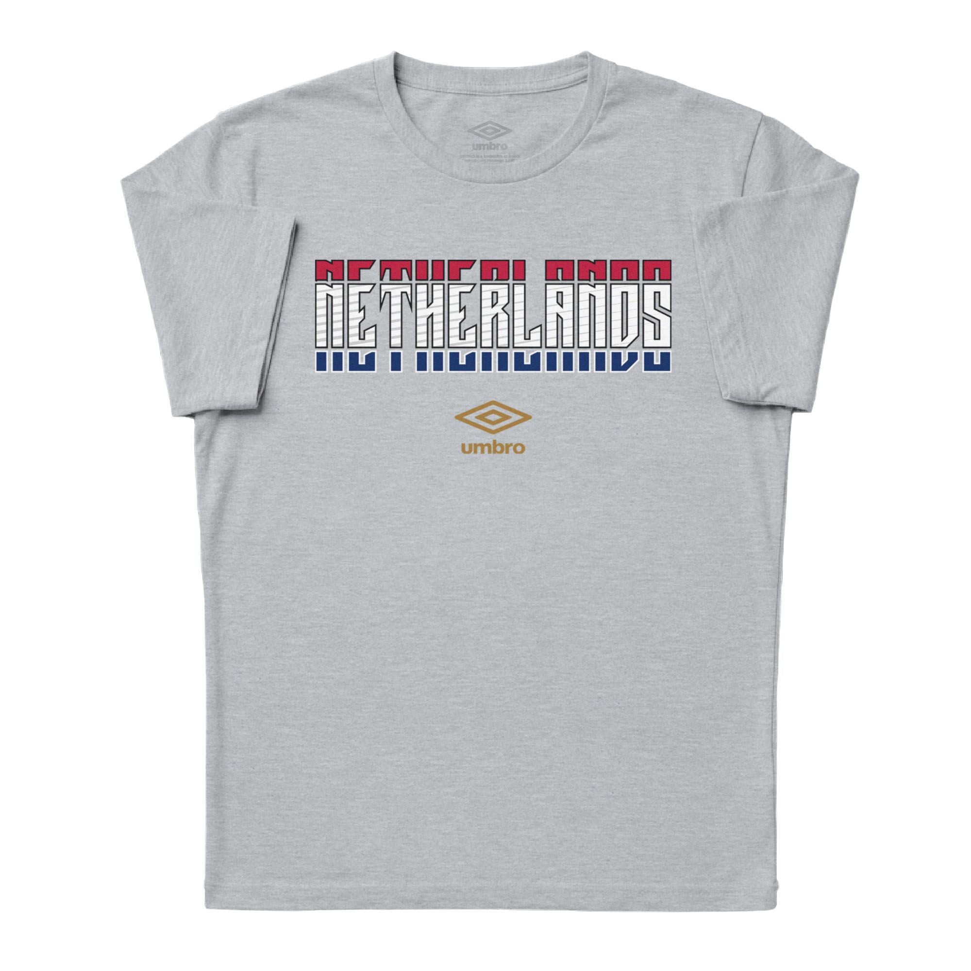 Netherlands Stacked grey soccer tee in 100% cotton with short sleeves and round neck - Shop men's graphic tees by Umbro
