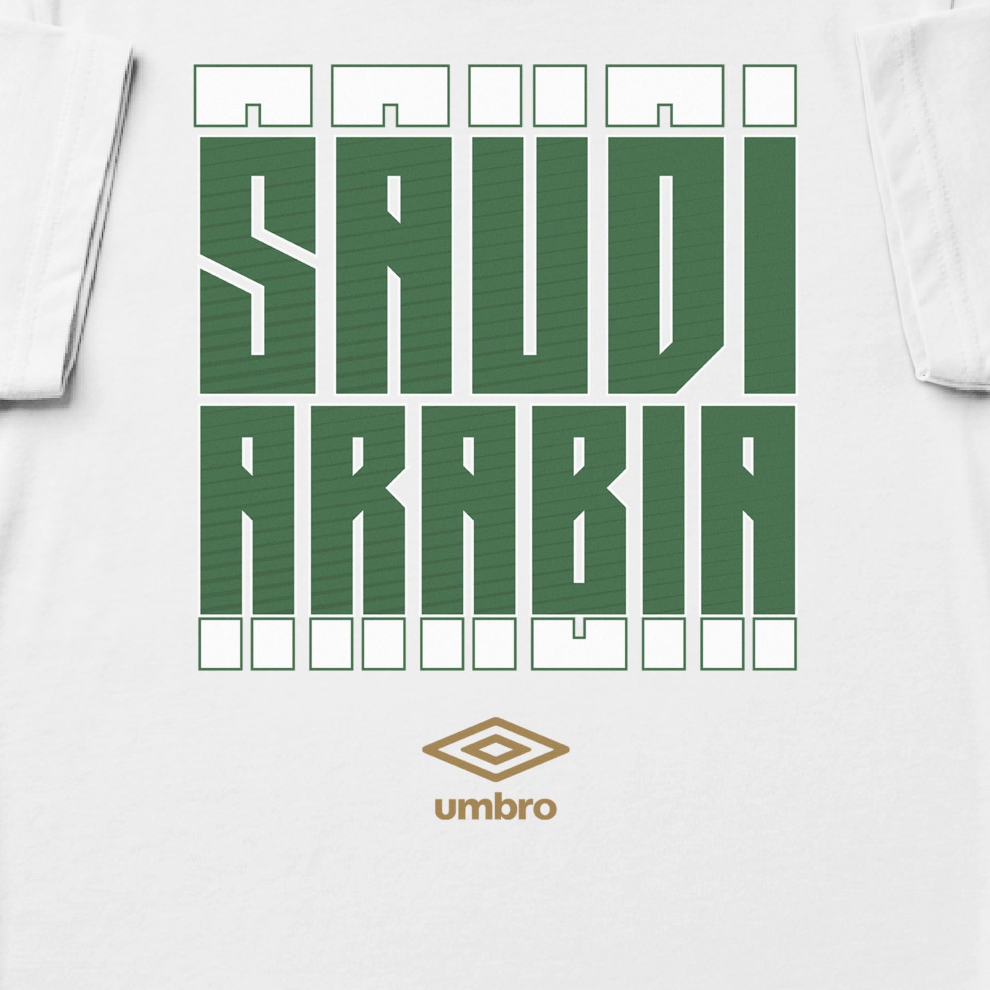 Saudi Arabia Stacked white soccer t shirt in 100% cotton with short sleeves - Shop men's workout tees by Umbro