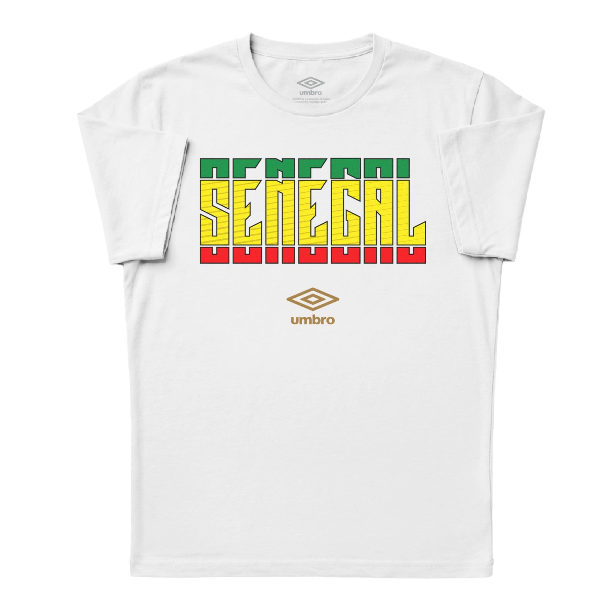 Senegal Stacked white soccer tee in cotton with short sleeves - Shop men's workout tee shirts by Umbro.