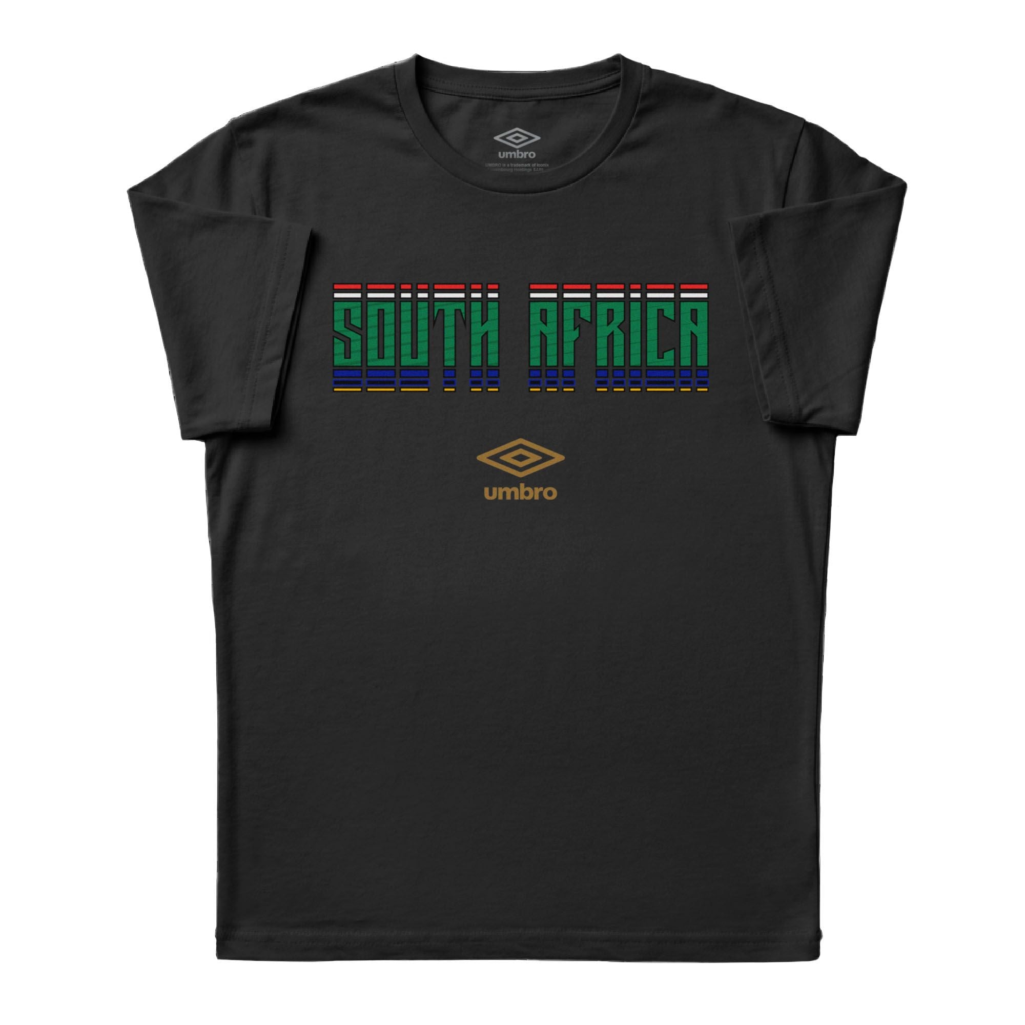 South Africa Stacked black soccer tee in cotton with short sleeves and round neck - Shop men's workout tee shirts by Umbro