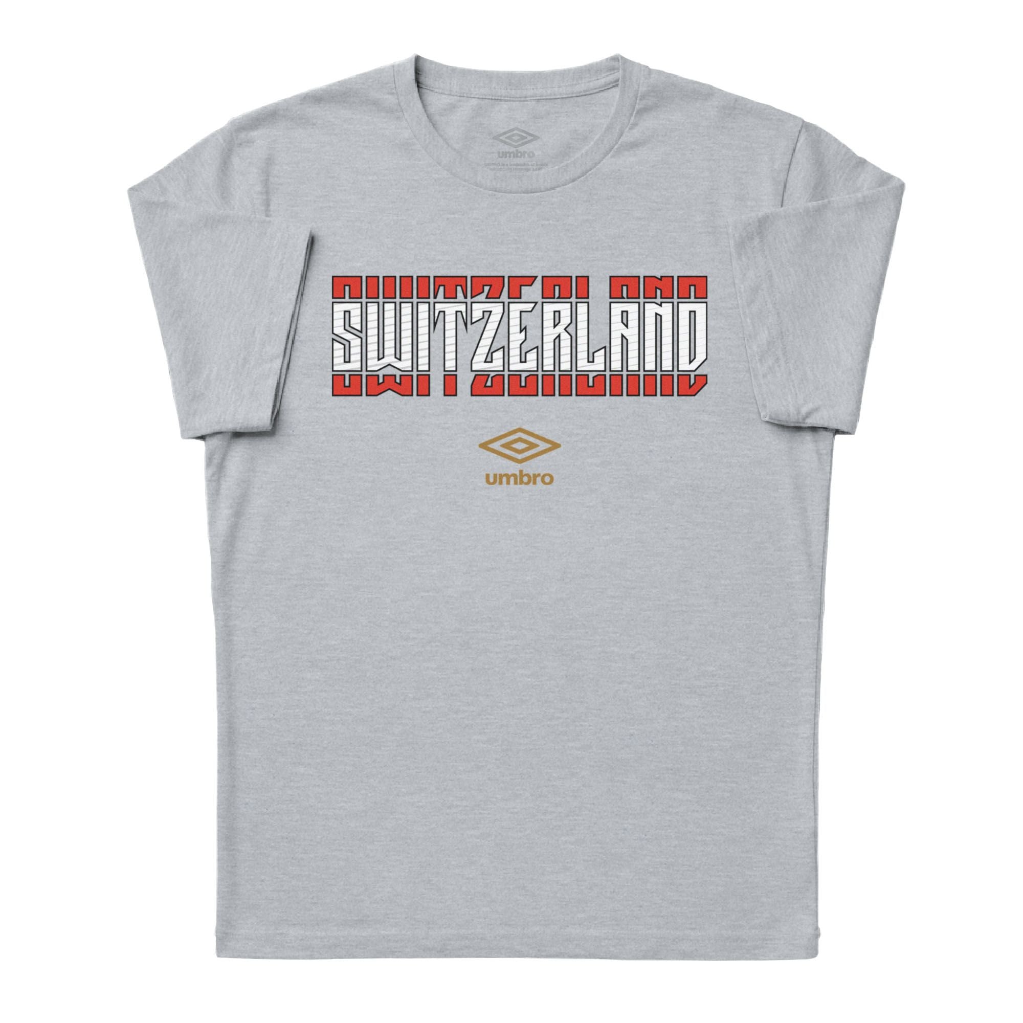 Switzerland Stacked grey soccer tee in 100% cotton with short sleeves and round neck - Shop men's graphic tees by Umbro