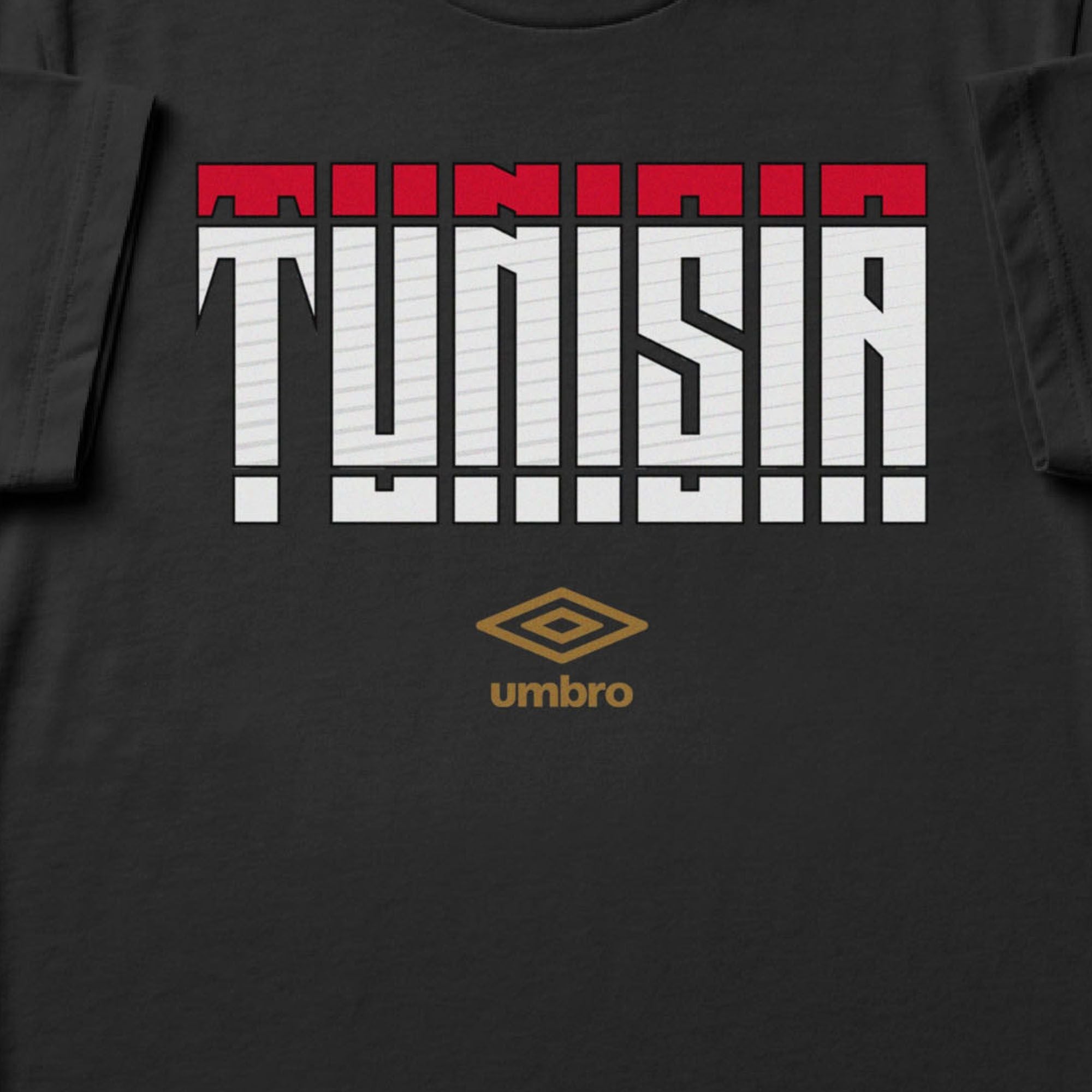 Tunisia Stacked black soccer t shirt in 100% cotton - Shop men's workout tee shirts by Umbro