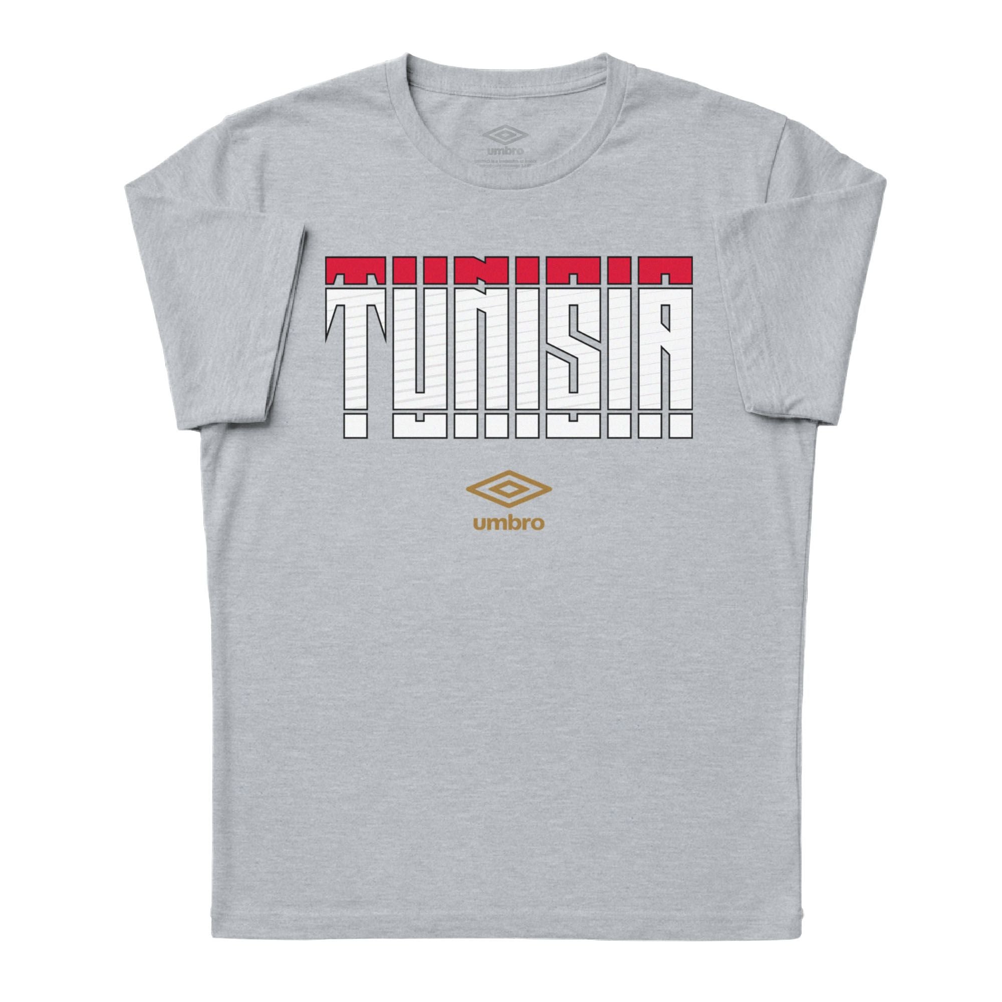 Tunisia Stacked grey soccer tee in cotton with short sleeves - Shop men's workout tee shirts by Umbro.