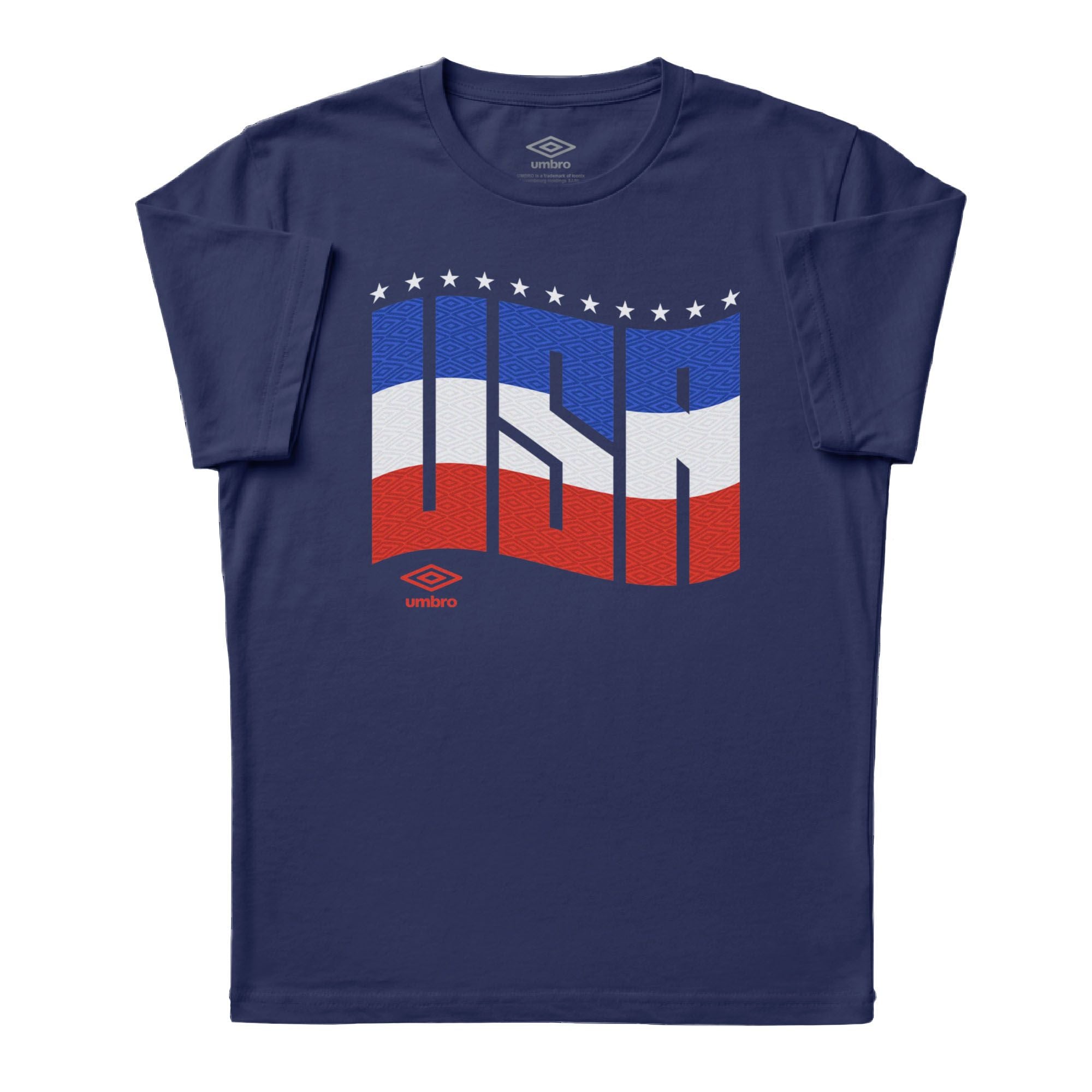 USA wavy graphic soccer navy blue tees. Shop soft cotton graphic soccer tees by Umbro.