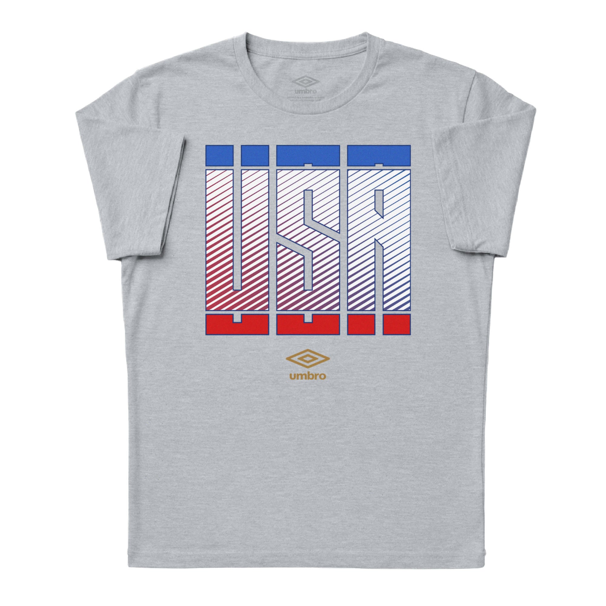 USA Stacked grey soccer tee in 100% cotton with short sleeves and round neck - Shop men's graphic tees by Umbro.