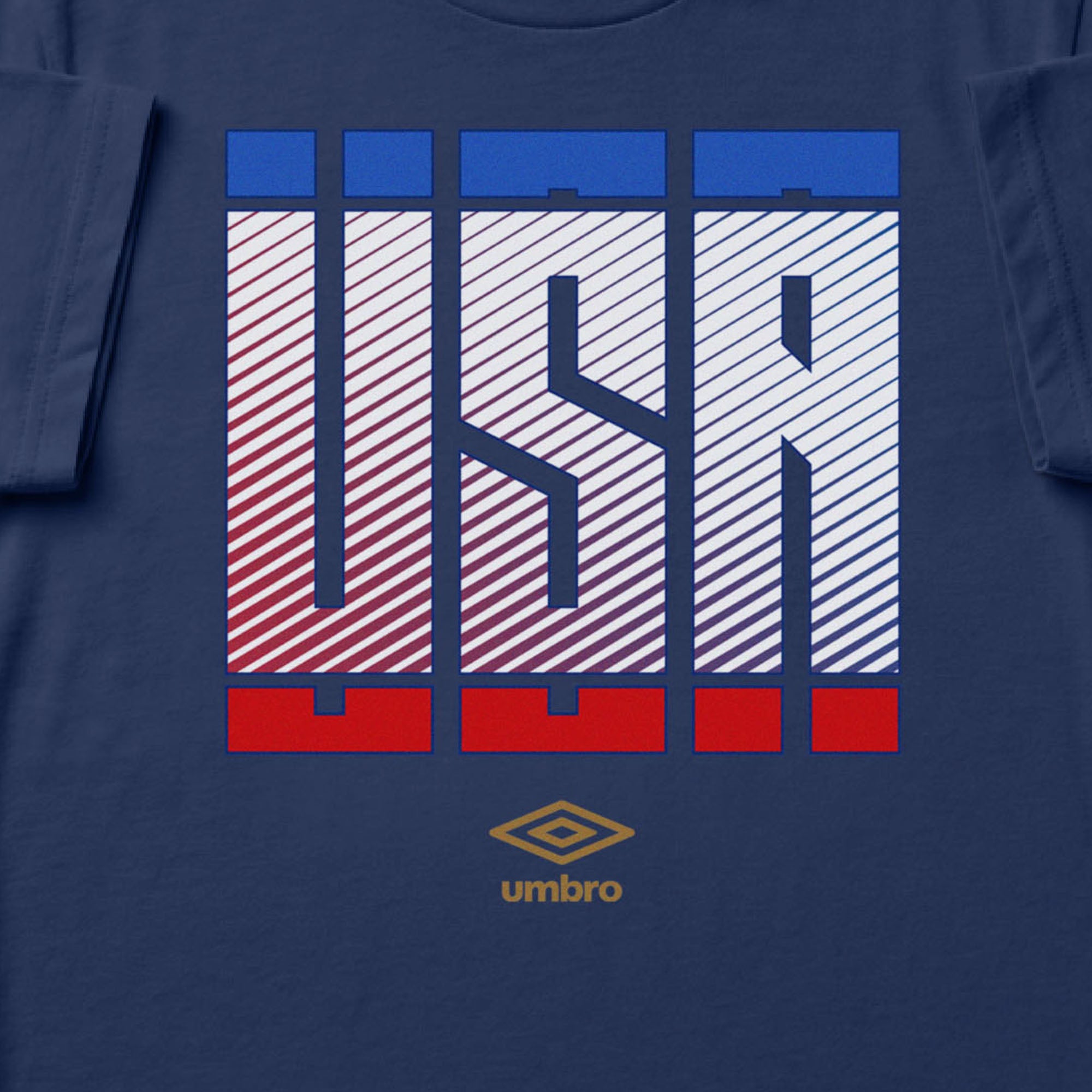 USA stacked cotton soccer navy blue t shirt - Shop unisex graphic soccer tees by Umbro.