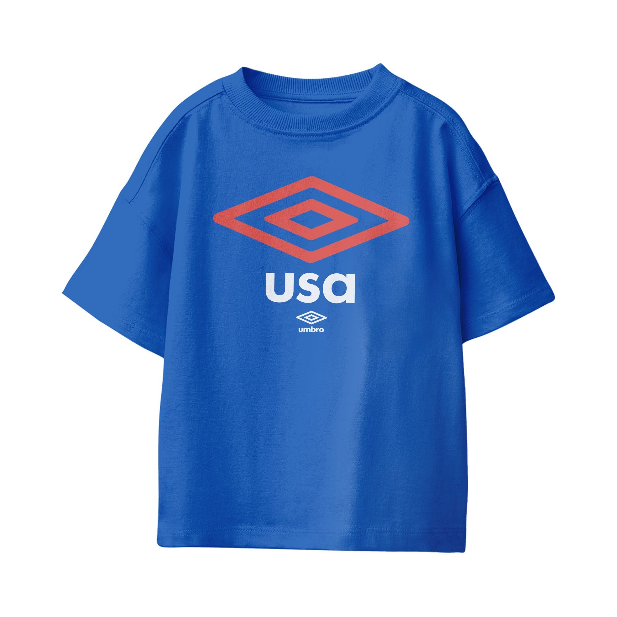 USA diamond logo royal blue soccer tees. Shop football team tees in soft cotton by Umbro.