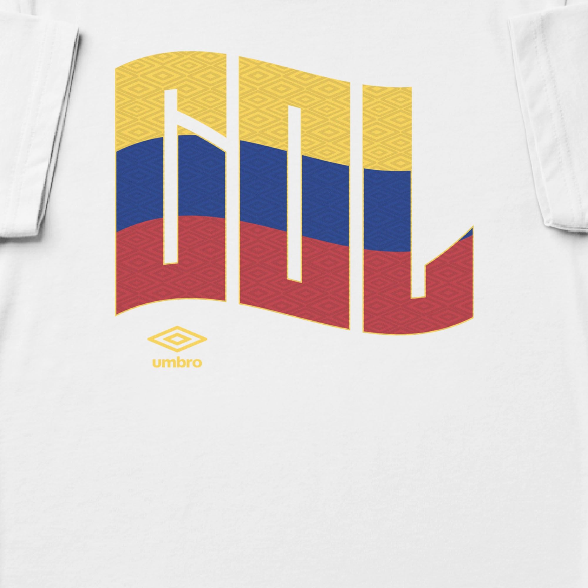 Colombia wavy graphic white soccer Tshirt / Shop football team tees in soft cotton by Umbro.