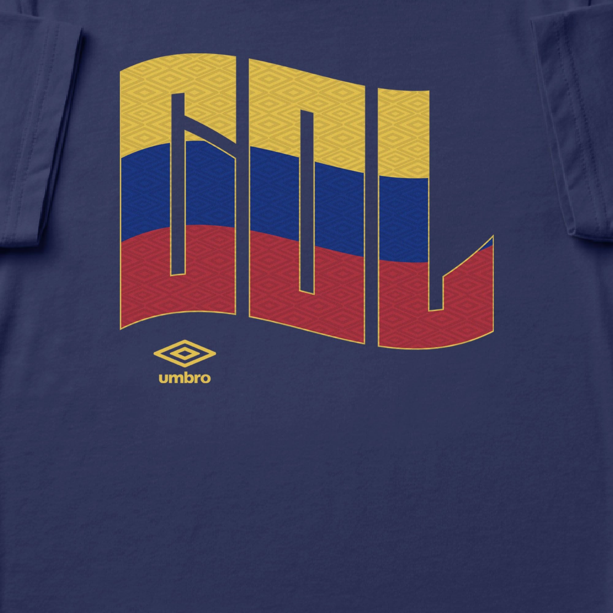 Colombia wavy graphic navy blue soccer Tshirt / Shop football team tees in soft cotton by Umbro.